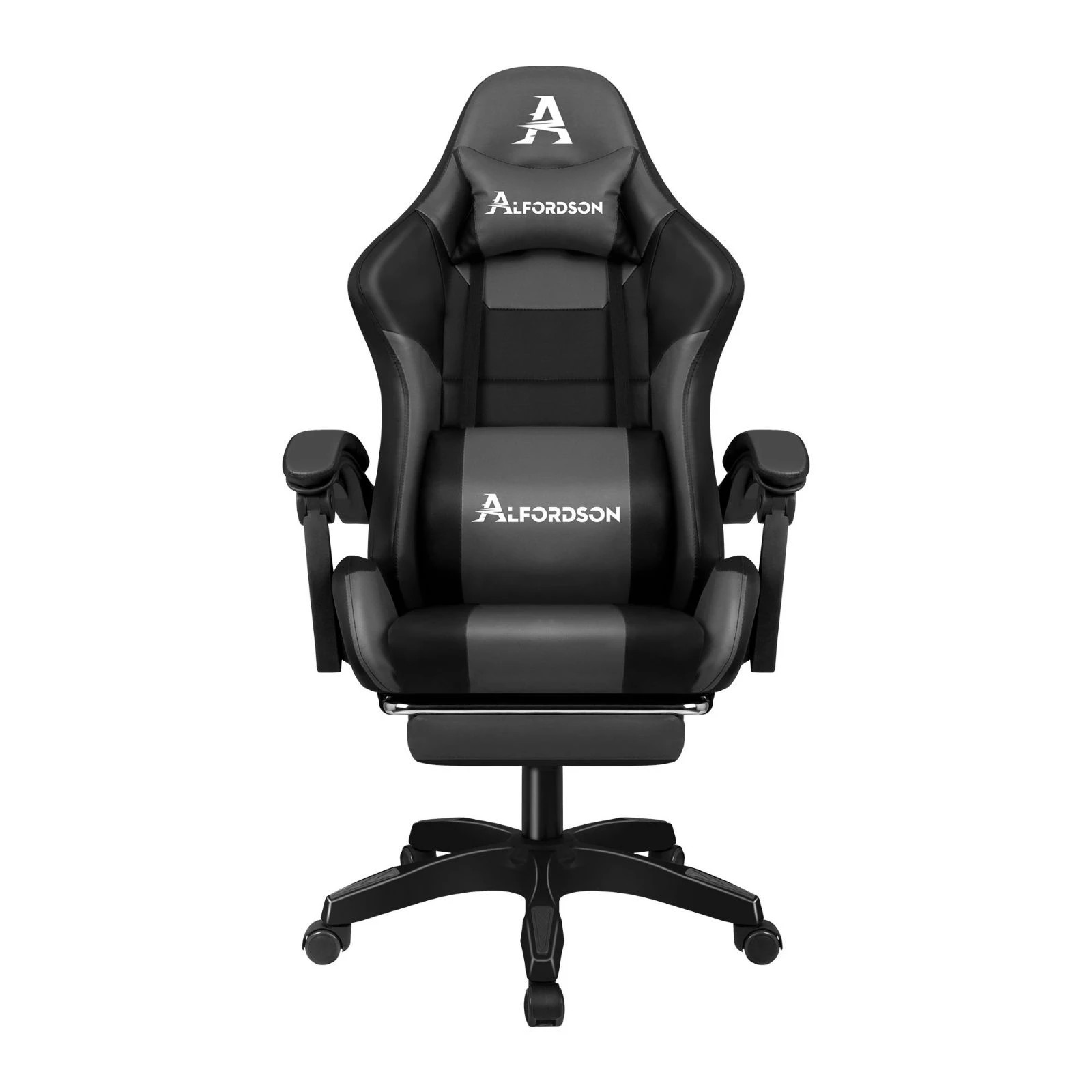 6 Alfordson Gaming Office Chair Extra Large Pillow Racing Executive Footrest Seat - Grey, 6 of 10