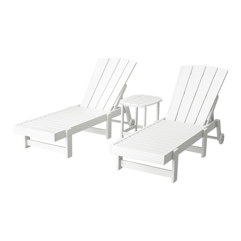 1 Gardeon Sun Lounge Lounger Table and Chairs Beach Chair Adirondack HDPE Patio Outdoor Furniture - White, 1 of 6