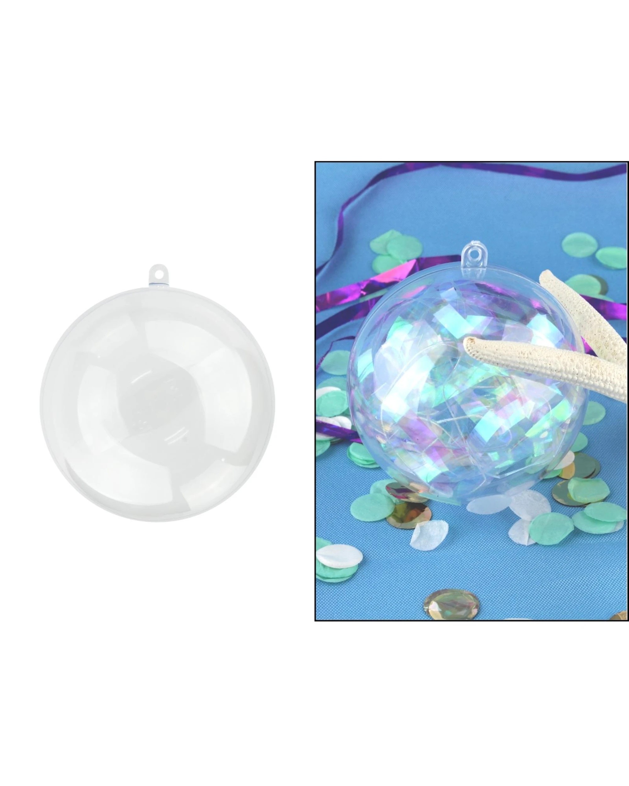 1 Partyrama Clear Plastic Fillable Bauble 8cm, 1 of 5