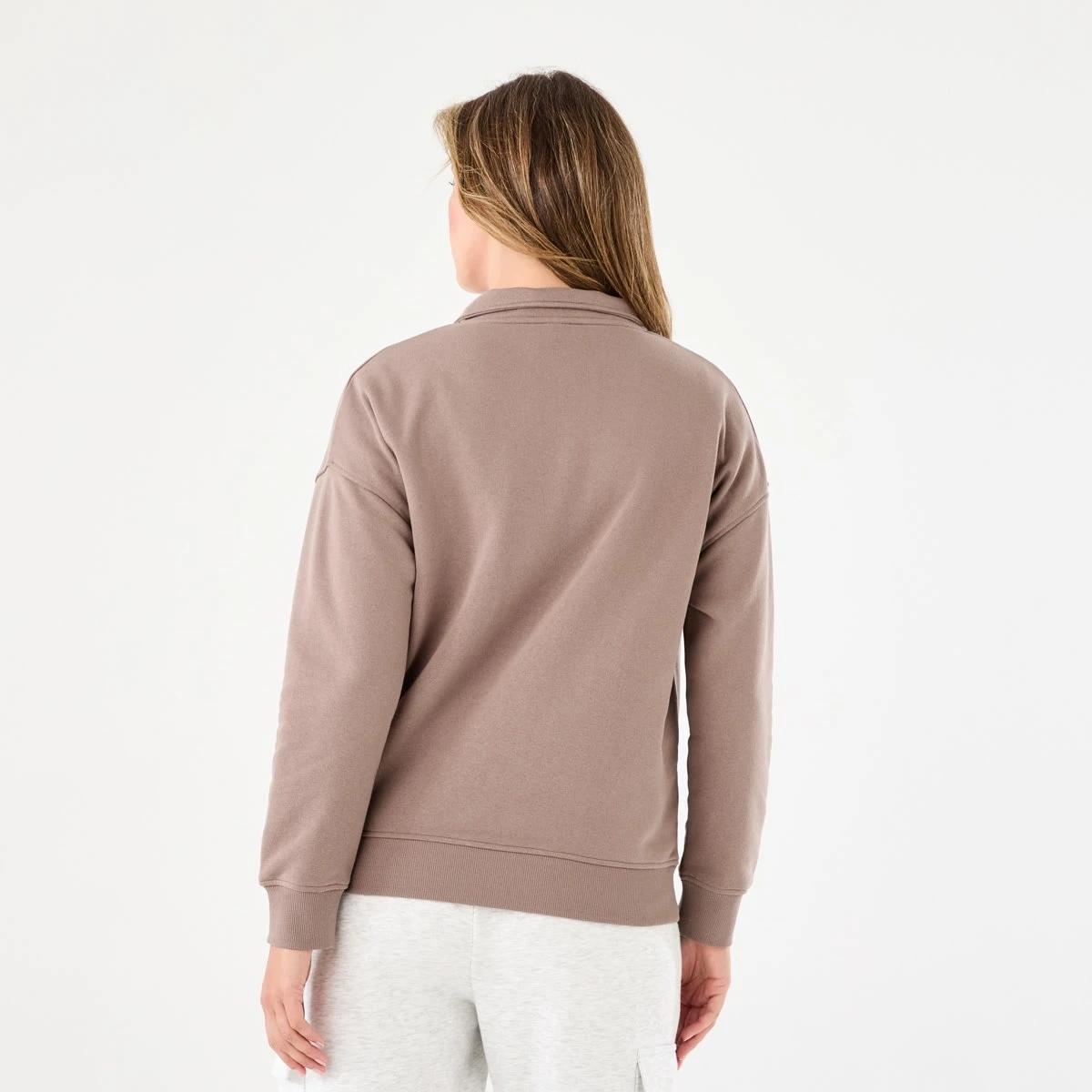 3 Quarter Zip Seam Front Sweatshirt Taupe Brn, 3 of 6