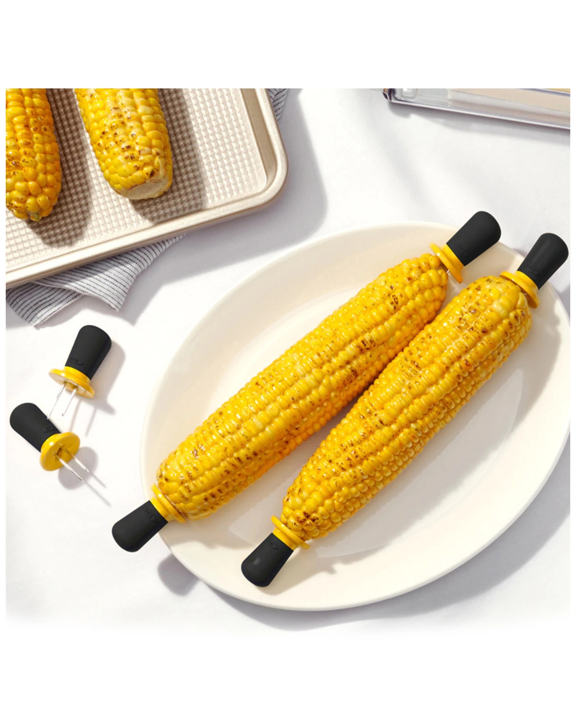 4 Oxo 8 Pack Corn Holders With Stainless Steel Pins And Butter Barrier Secure Grip - Black, 4 of 5