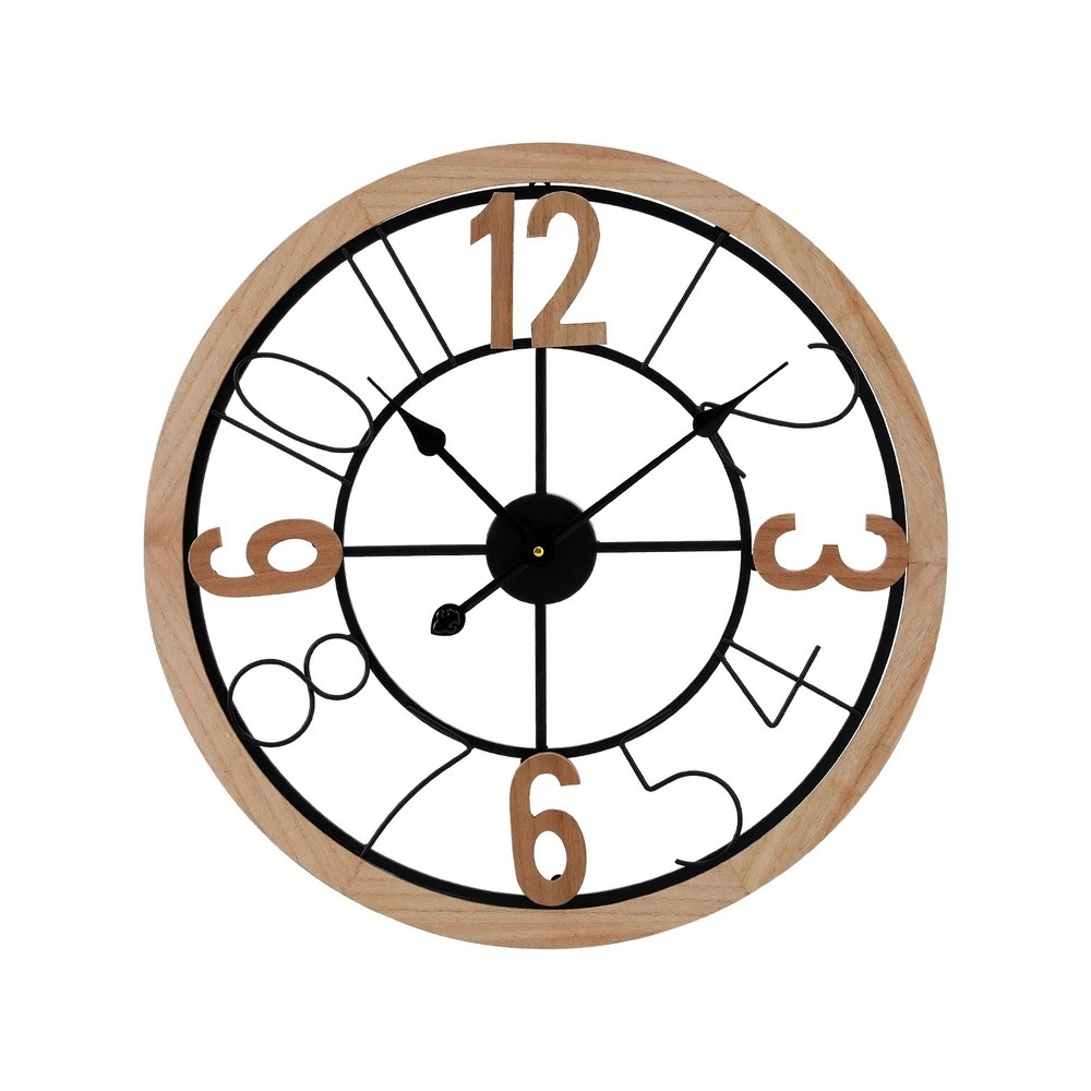 1 Artiss 60CM Wall Clock Wooden - Multi, 1 of 5