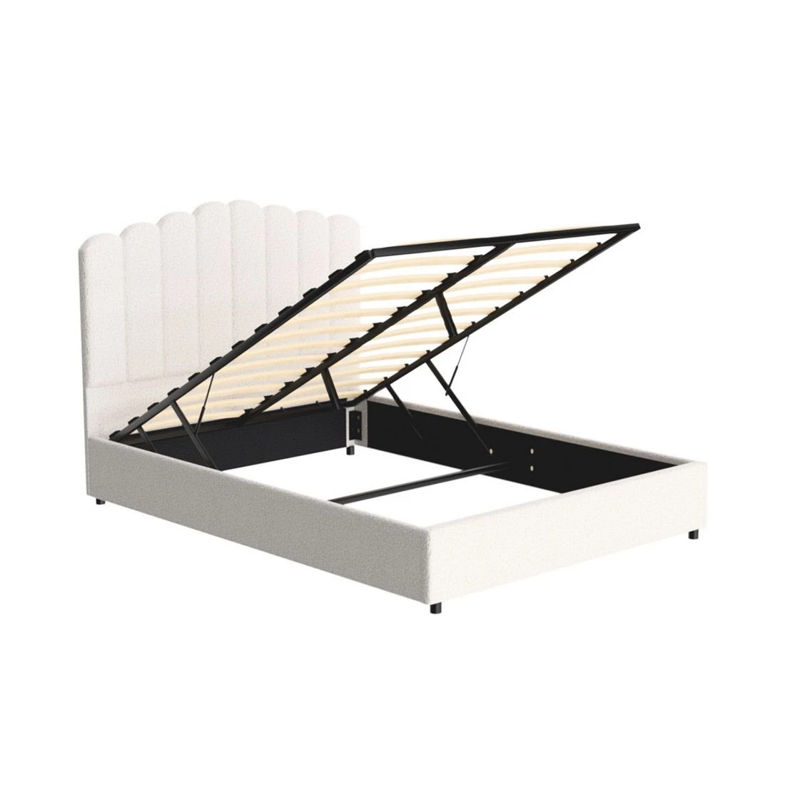 3 Artiss Bed Frame Double Size Boucle FION - White, 3 of 5