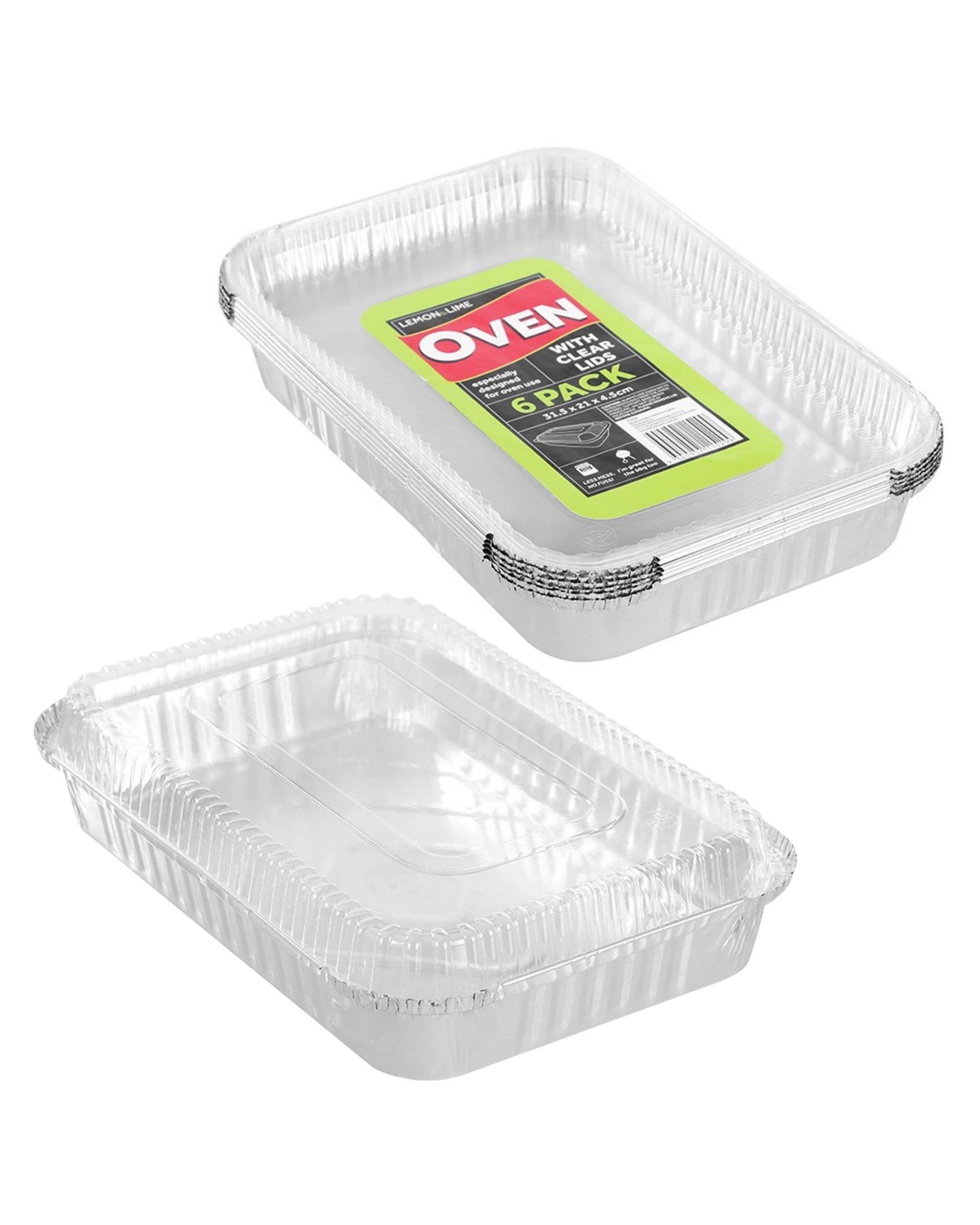 1 Lemon & Lime Foil Trays With Lids 31.5cm x 21cm x 4.5cm Pack of 6, 1 of 4