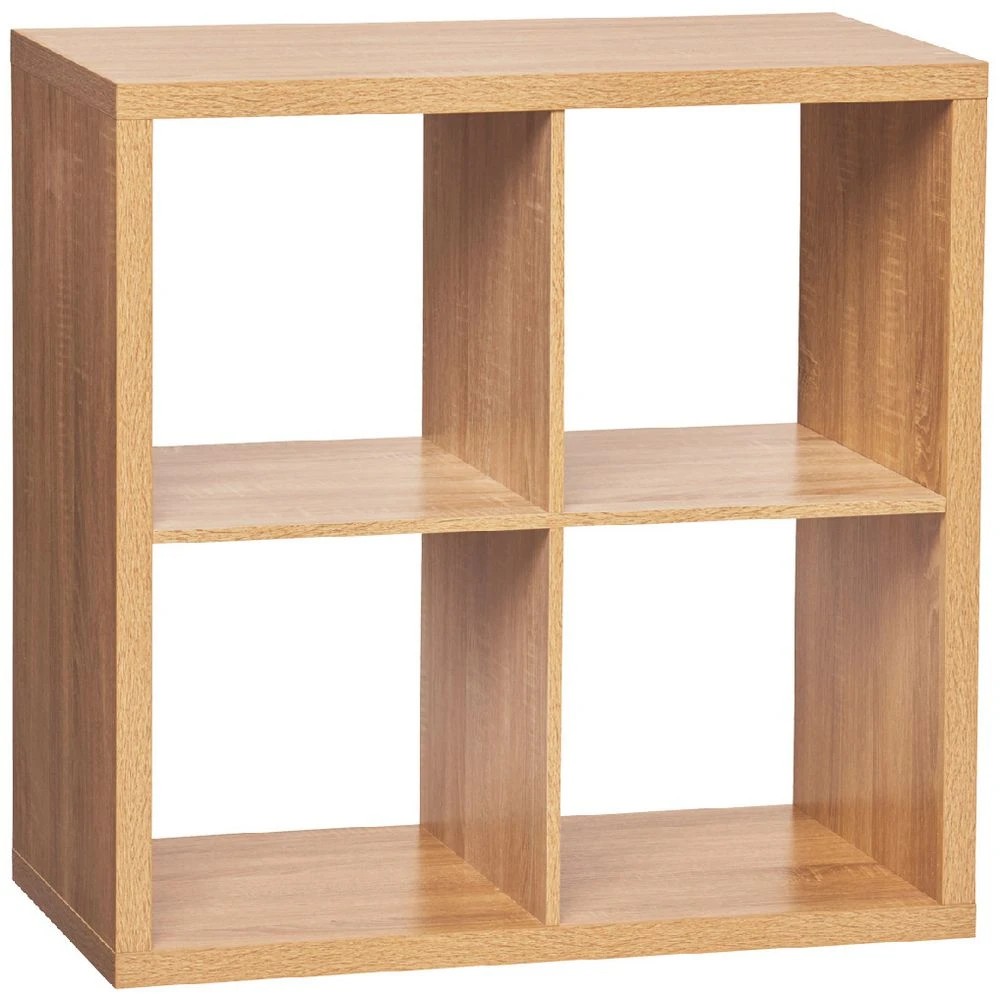 1 Horsen 4 Cube Bookcase Oak Shelves Home Office Storage, 1 of 9