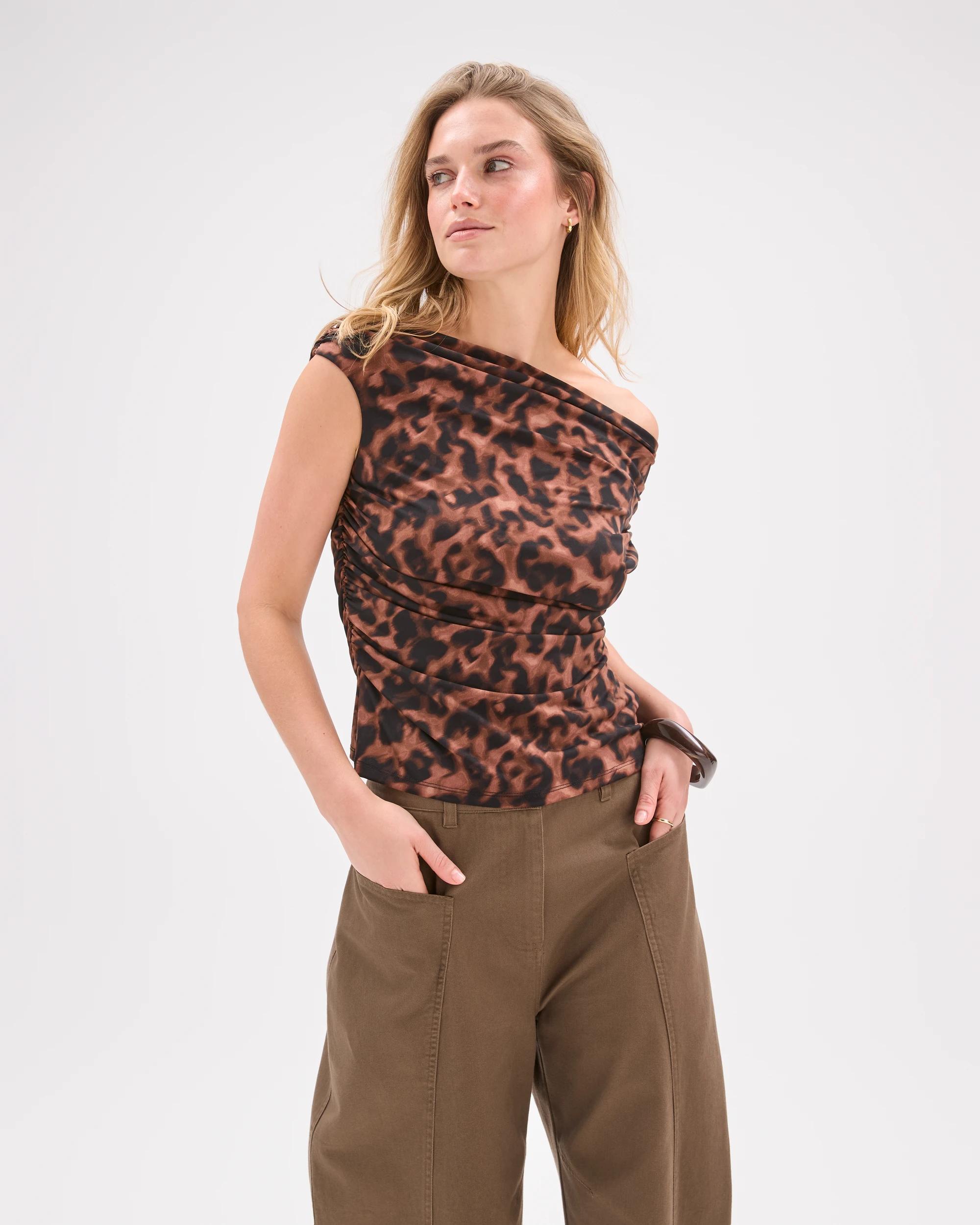 6 Lily Loves Jersey Drape Off-Shoulder Top ANIMAL PRINT, 6 of 8