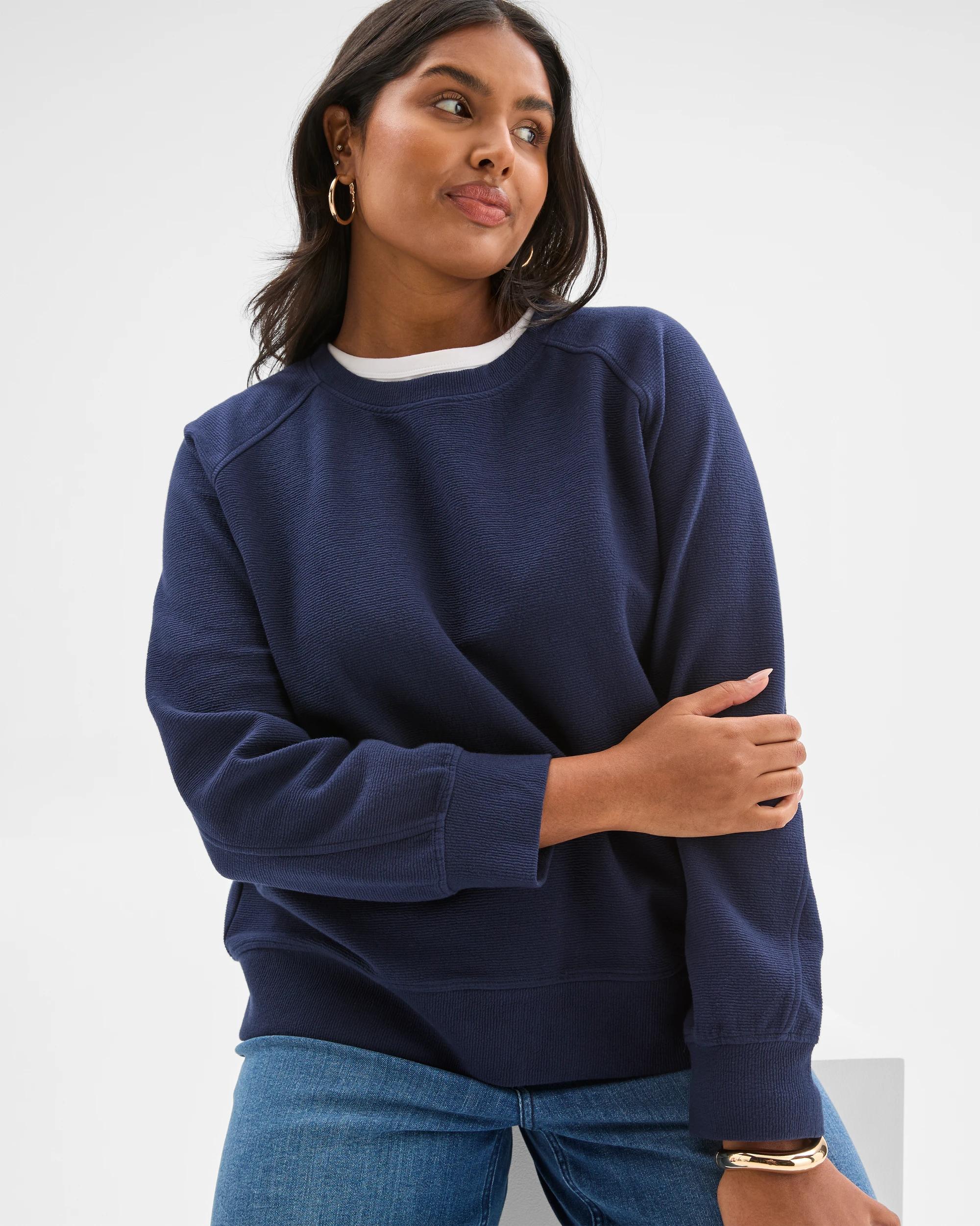 1 Target Curve Plus Size Australian Cotton Blend Textured Knit Cocoon Jumper NAVY, 1 of 7