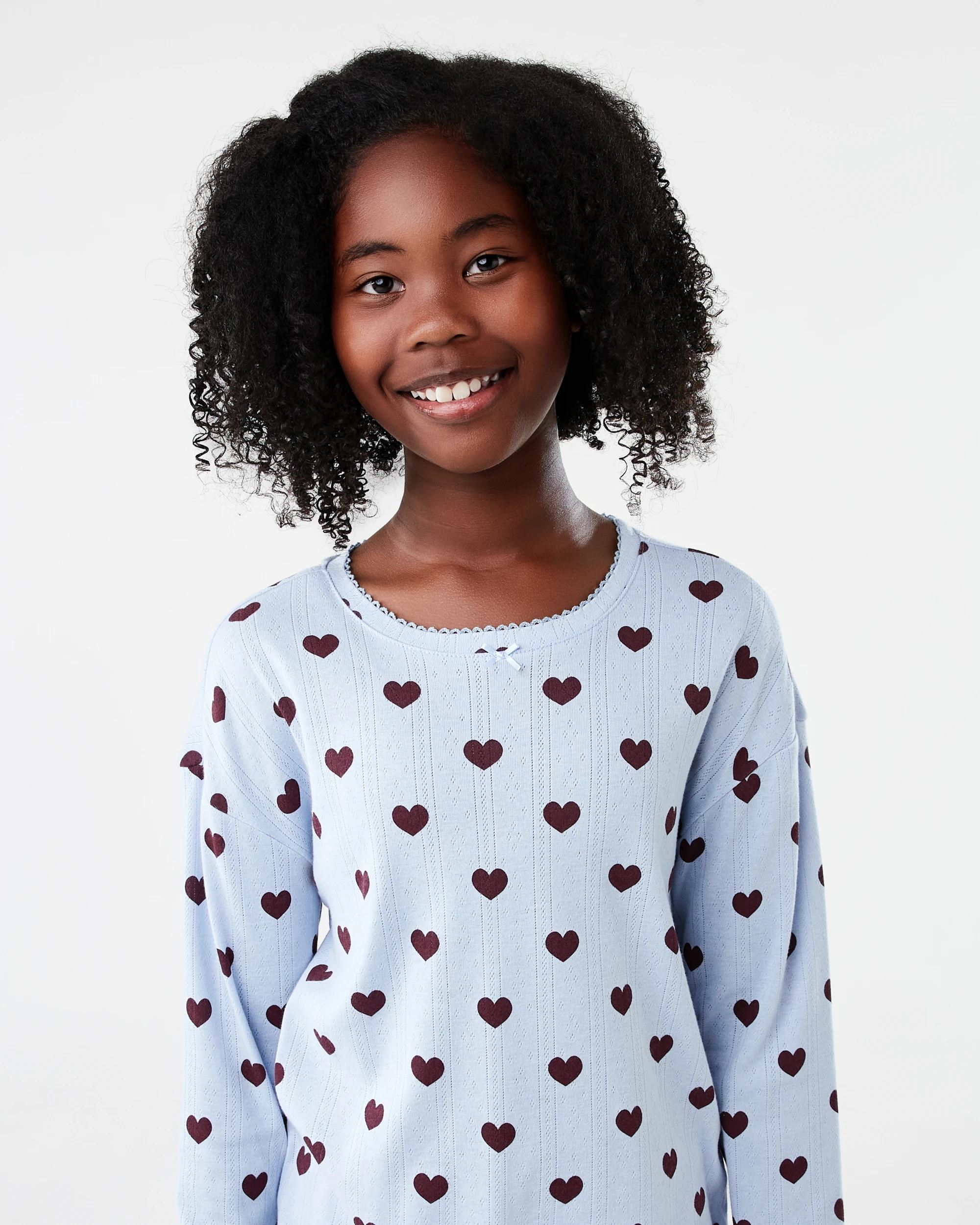 3 Pointelle Long Sleeve Pyjama Set Blu Heart, 3 of 7