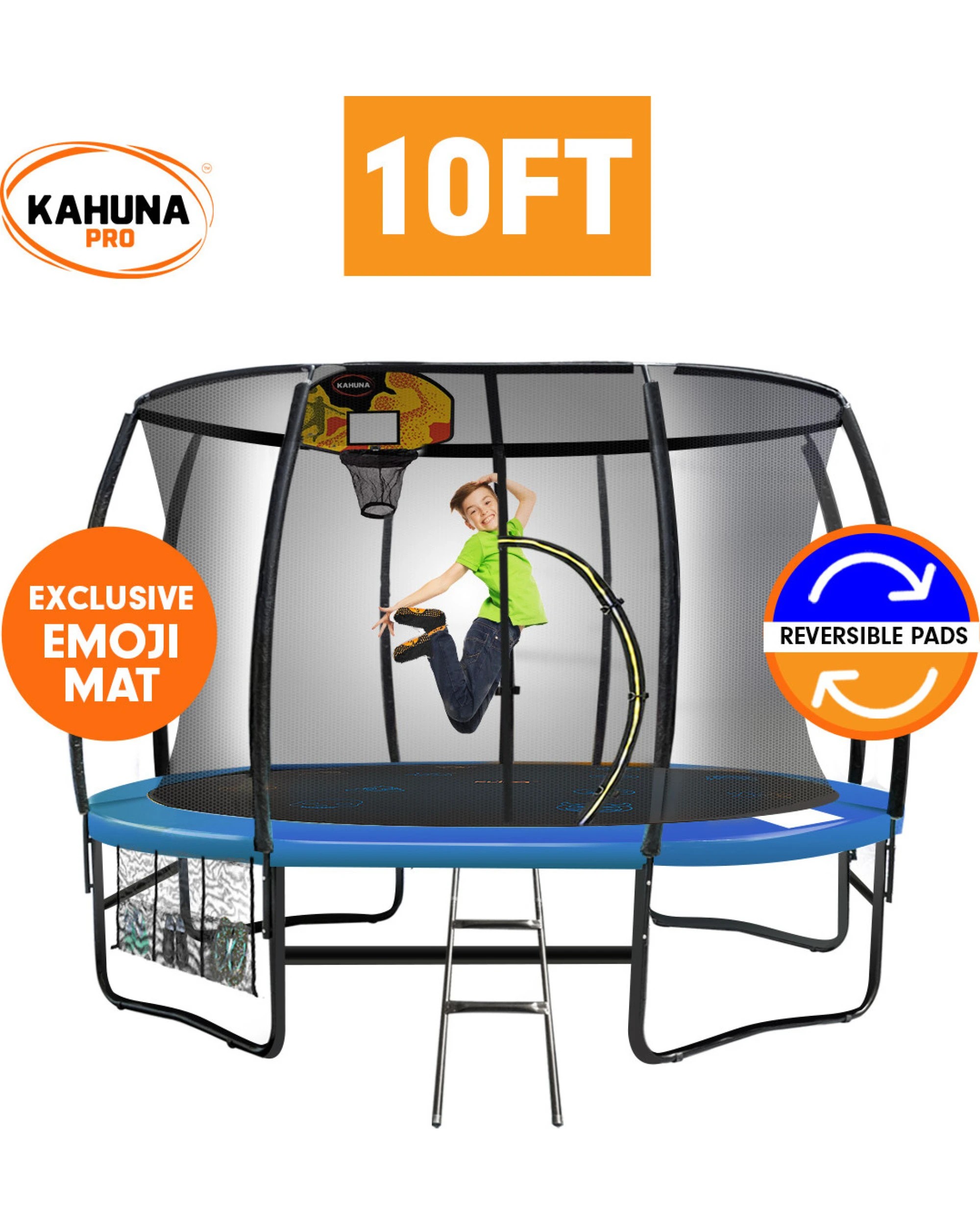 3 Kahuna Pro 10 ft Trampoline with Mat, Reversible Pad, Basketball Set, 3 of 9