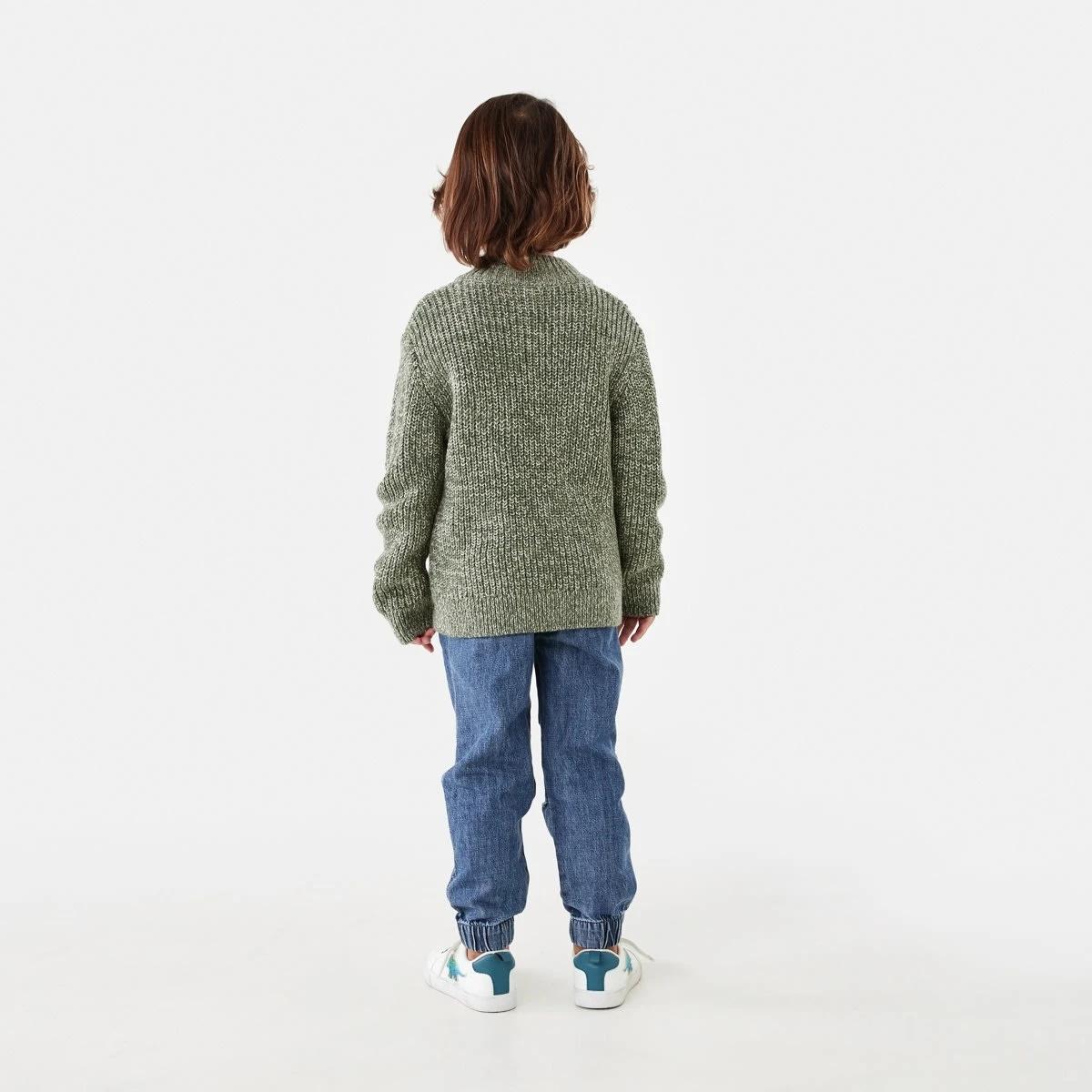 6 Fisherman Quarter Zip Knit Top Grn Rib, 6 of 8