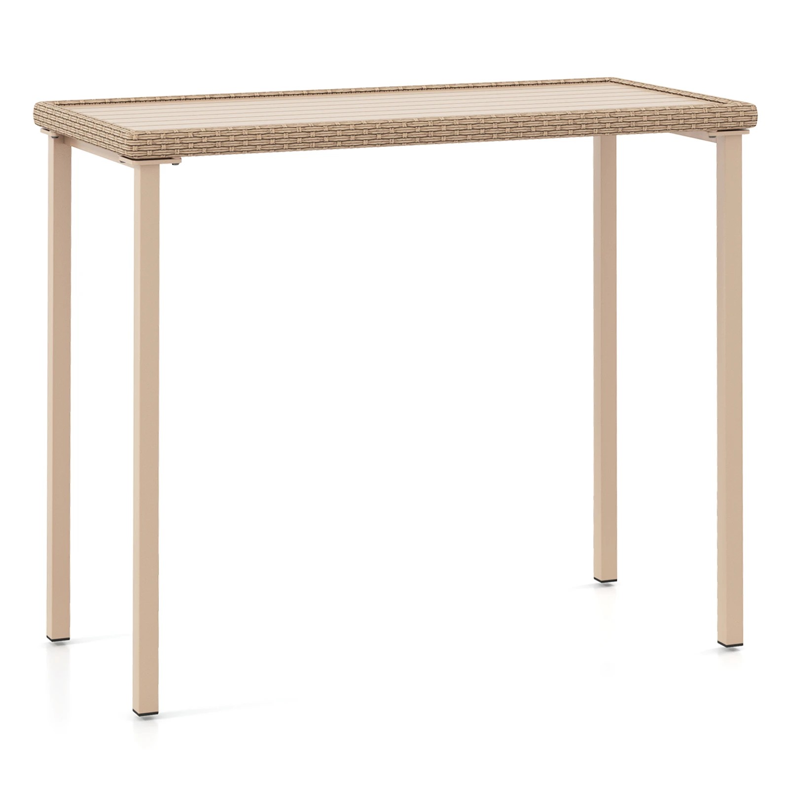 1 Costway Patio PE Rattan Bar Table 120 cm Outdoor Counter Height Dining Table, 1 of 3