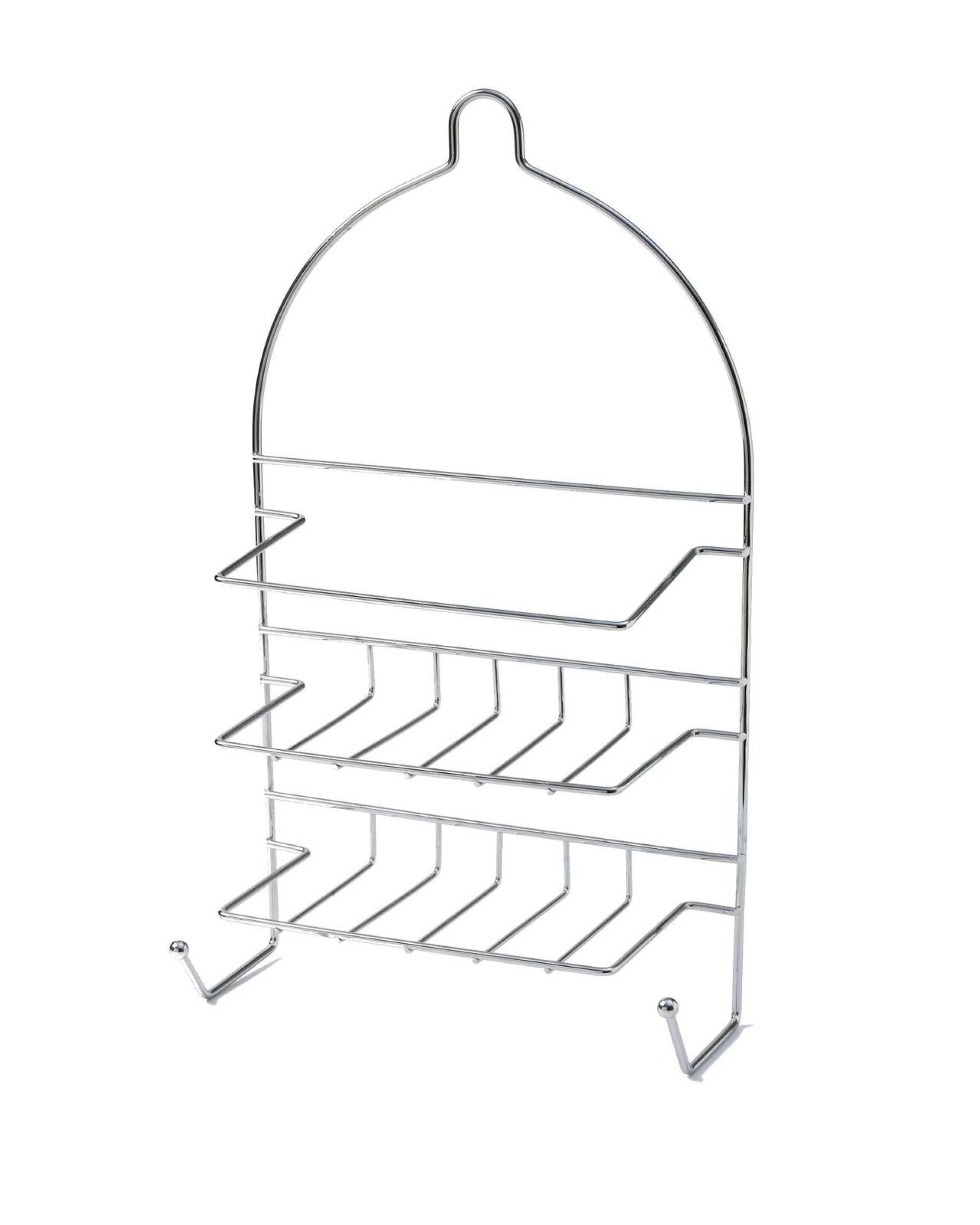 1 BR Home 2-Tier Shower Caddy with Chrome Hanging Hooks, 1 of 2