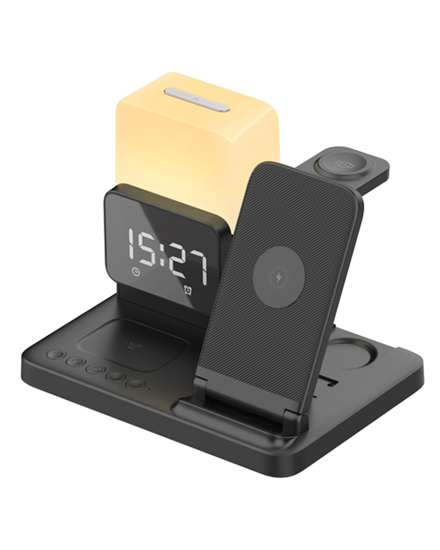 TODO Wireless Phone Charger Alarm Clock LED Lamp 15W Fast Charge Earphone Watch Ch