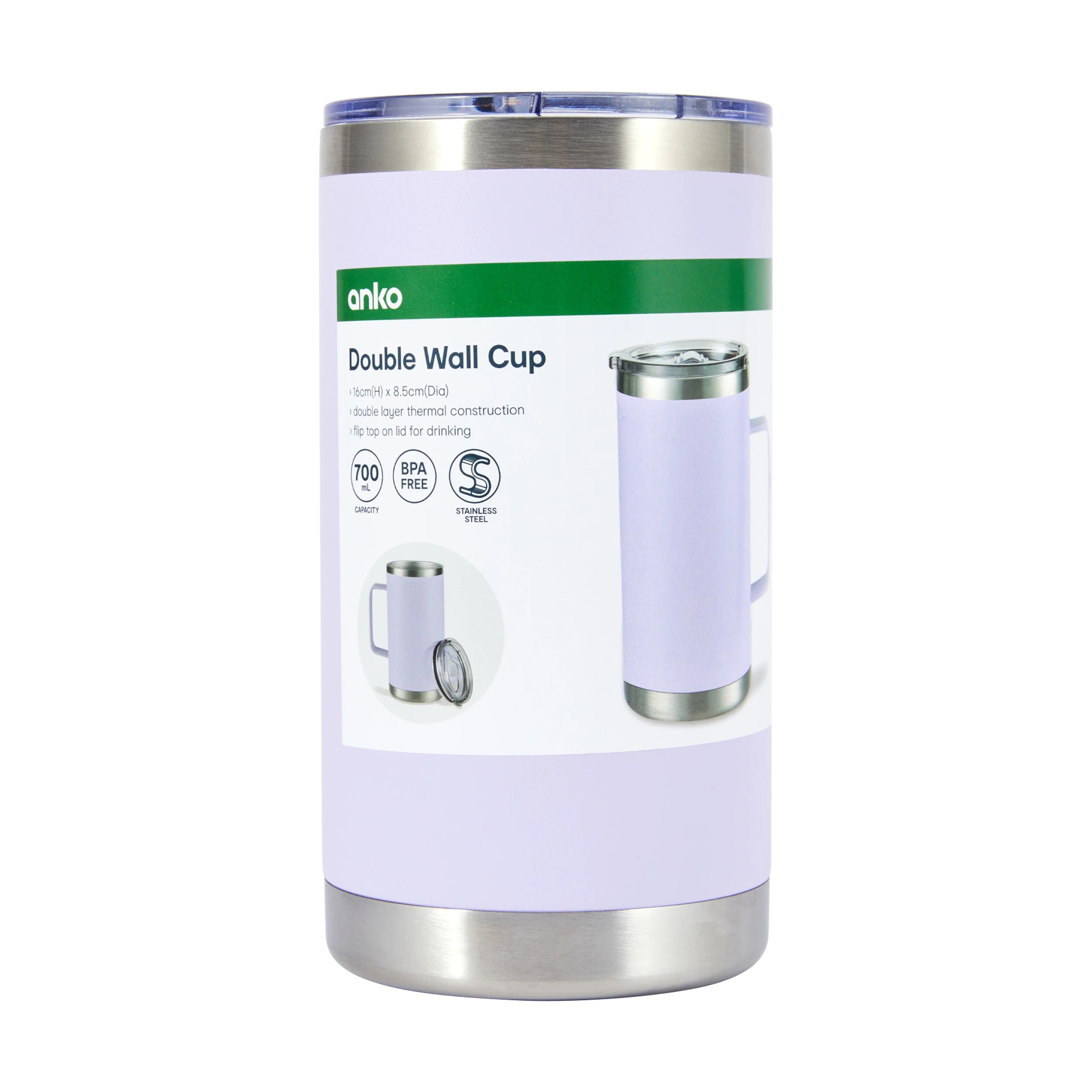 6 700ml Double Wall Cup - Lilac, 6 of 6