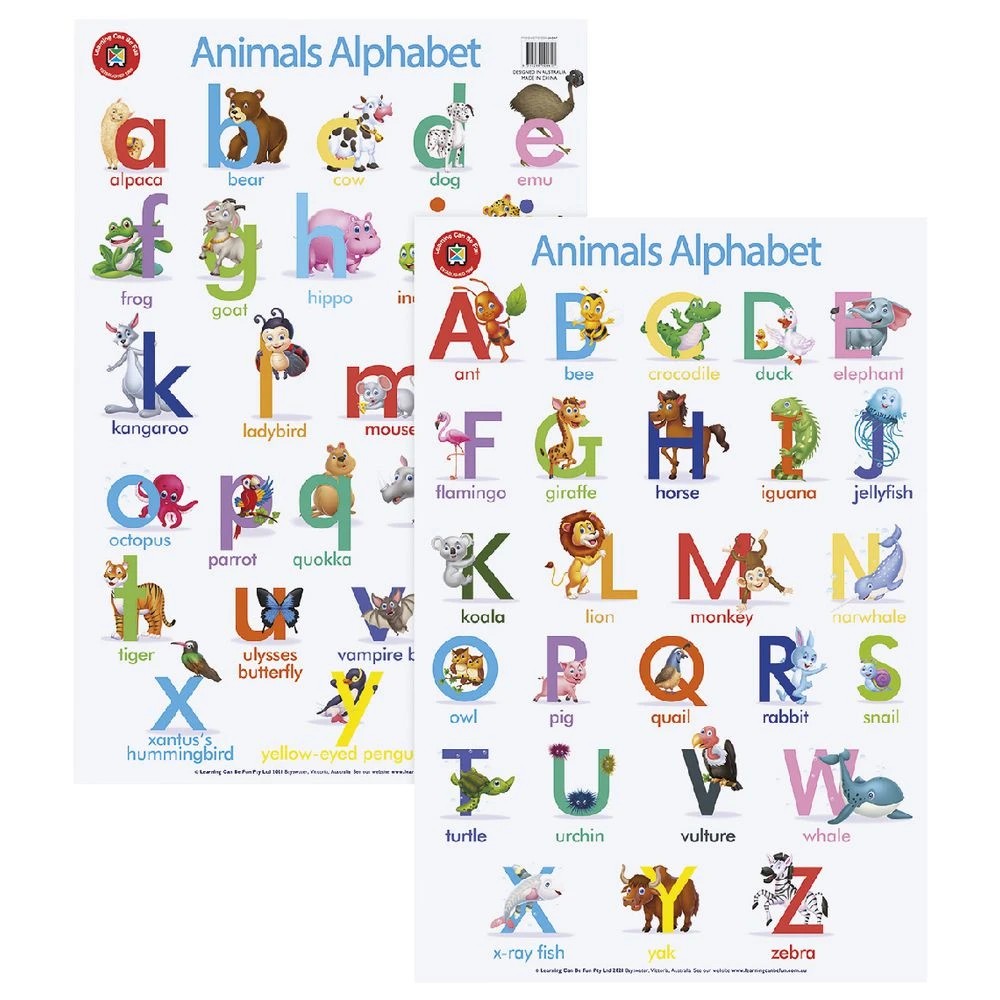 3 Learning Can Be Fun The Alphabet of Animals Double Side Chart, 3 of 3