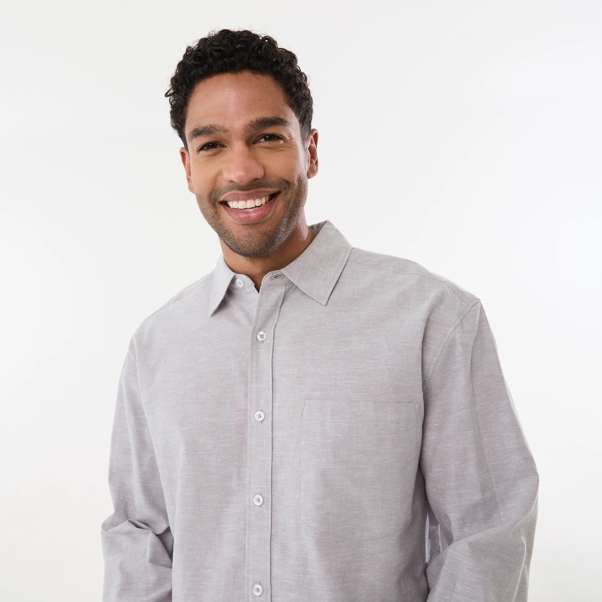 4 Long Sleeve Cotton Linen Shirt TITANIUM YD, 4 of 6