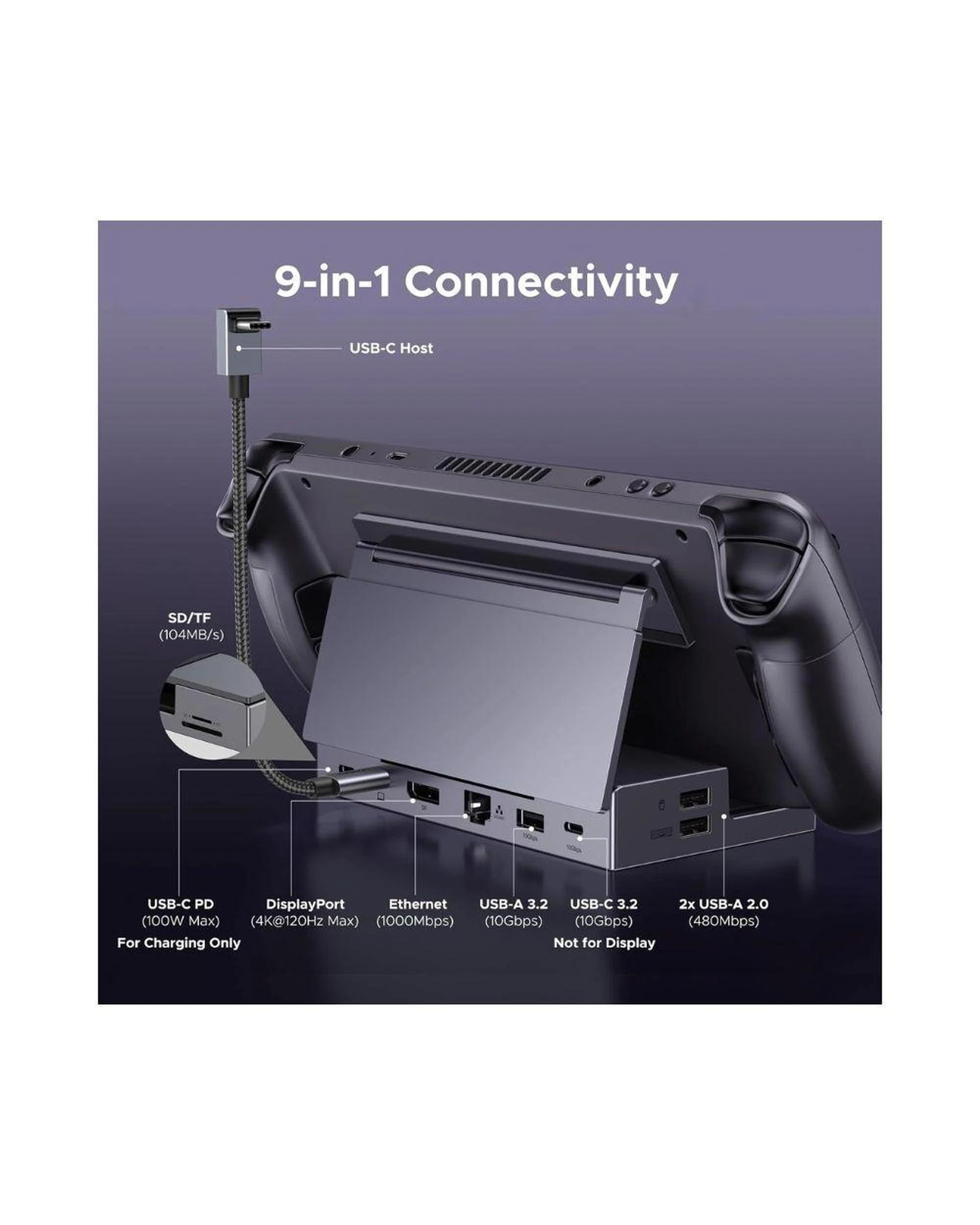 2 UGREEN 9 in 1 USB C Steam Deck Dock with Stand DP 4K 120Hz, 2 of 9
