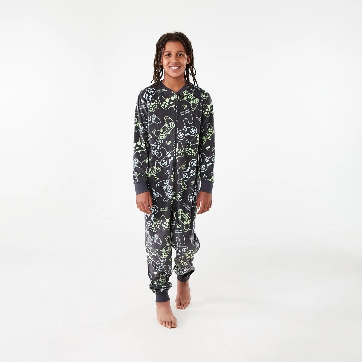 1 Ribbed All-In-One Sleepsuit Gry Gaming, 1 of 9