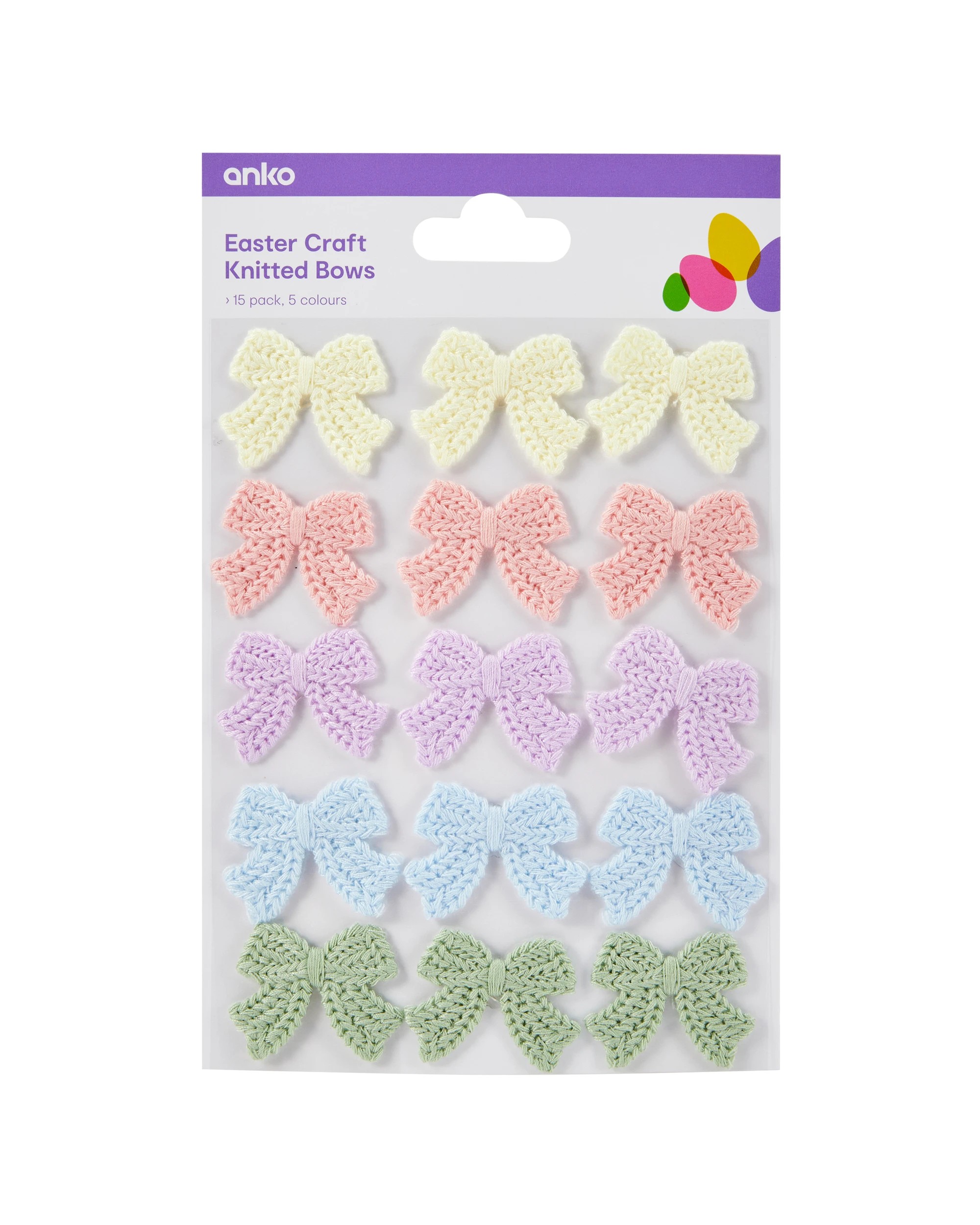 1 15 Pack Easter Craft Knitted Bows, 1 of 3