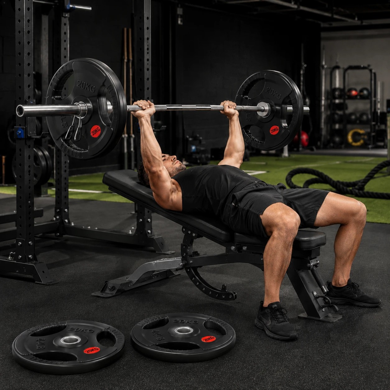 5 Fitness Master 20kg Rubber Olympic Weight Plate Single Gym Barbell Plate, 5 of 10