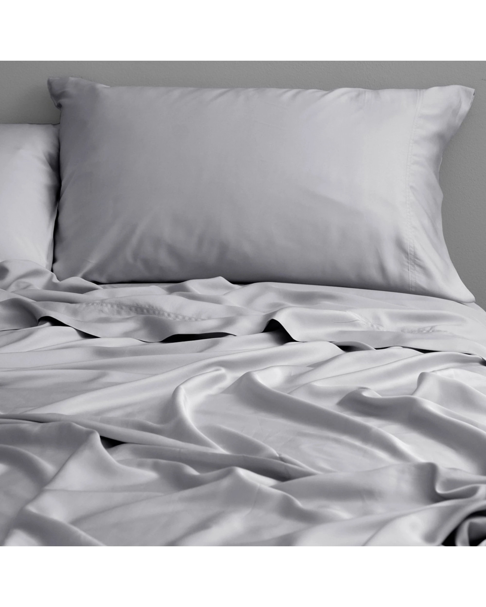 1 Canningvale Luxury Lustro Bamboo Viscose Bed Sheet Set Perla - Queen Bed - Silver, 1 of 4