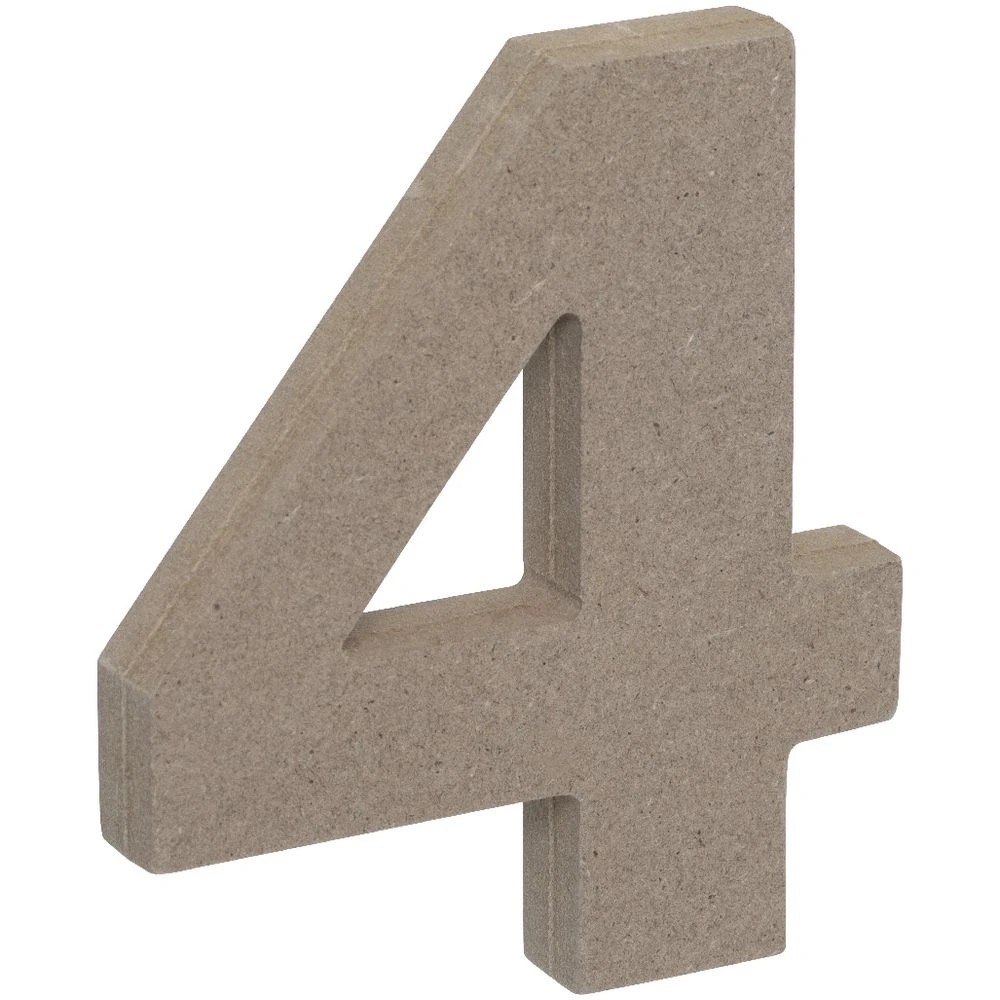 3 Born Wooden Number 4 10cm, 3 of 3