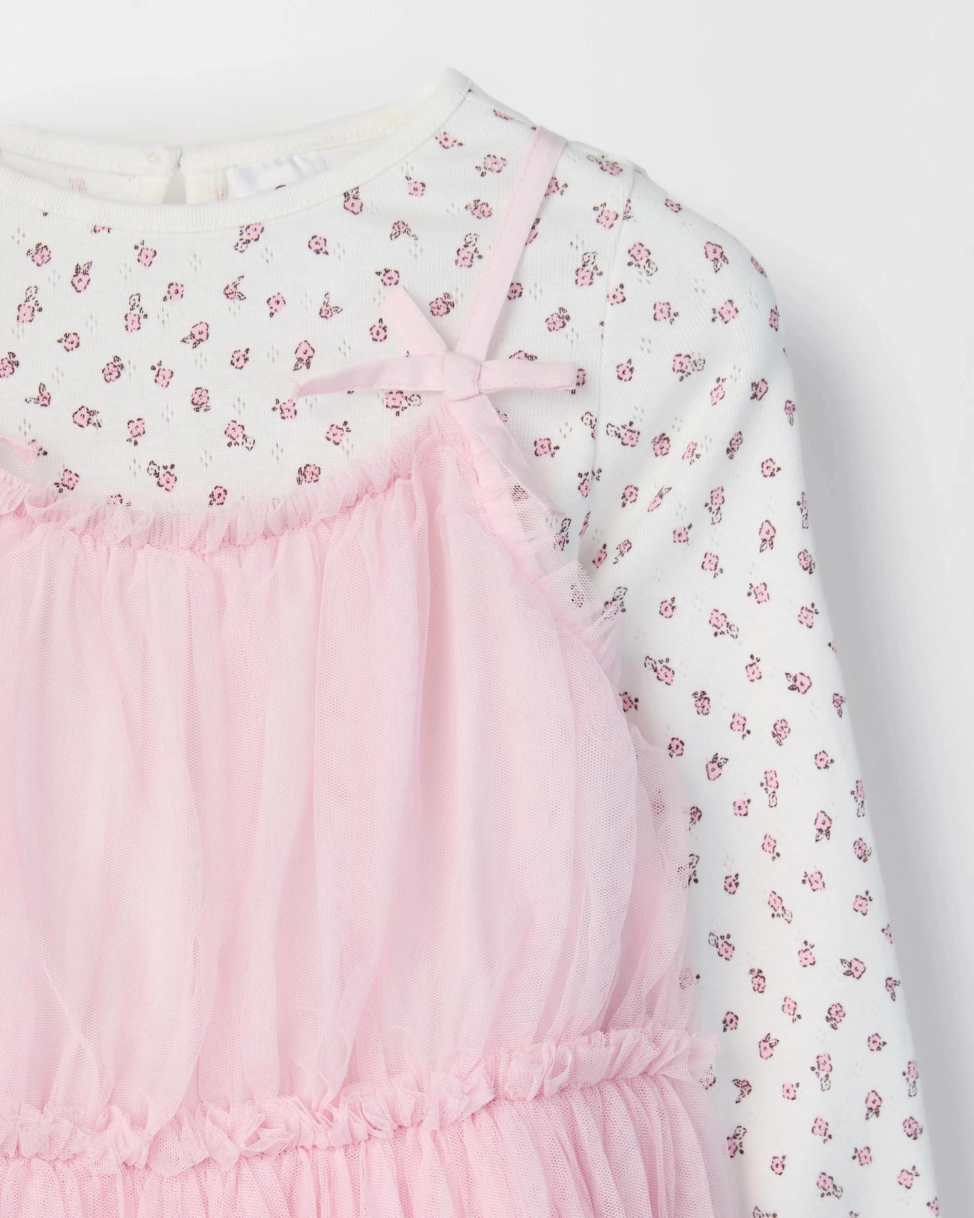 2 Target Kids Long Sleeve T-Shirt and Tulle Dress Set PINK, 2 of 2