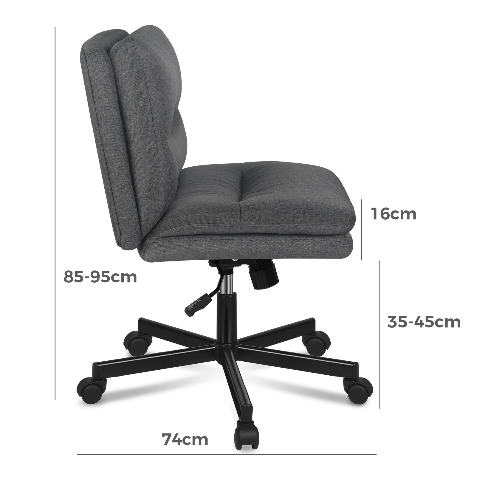 7 Alfordson Desk Chair Office Computer Armless Wide Seat Mid Back Fabric - Grey, 7 of 7