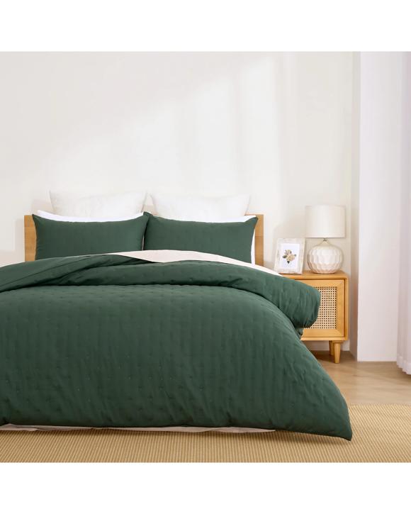 Dreamaker Ormond Quilted Quilt Cover Set King Bed - King Bed - Forest Green