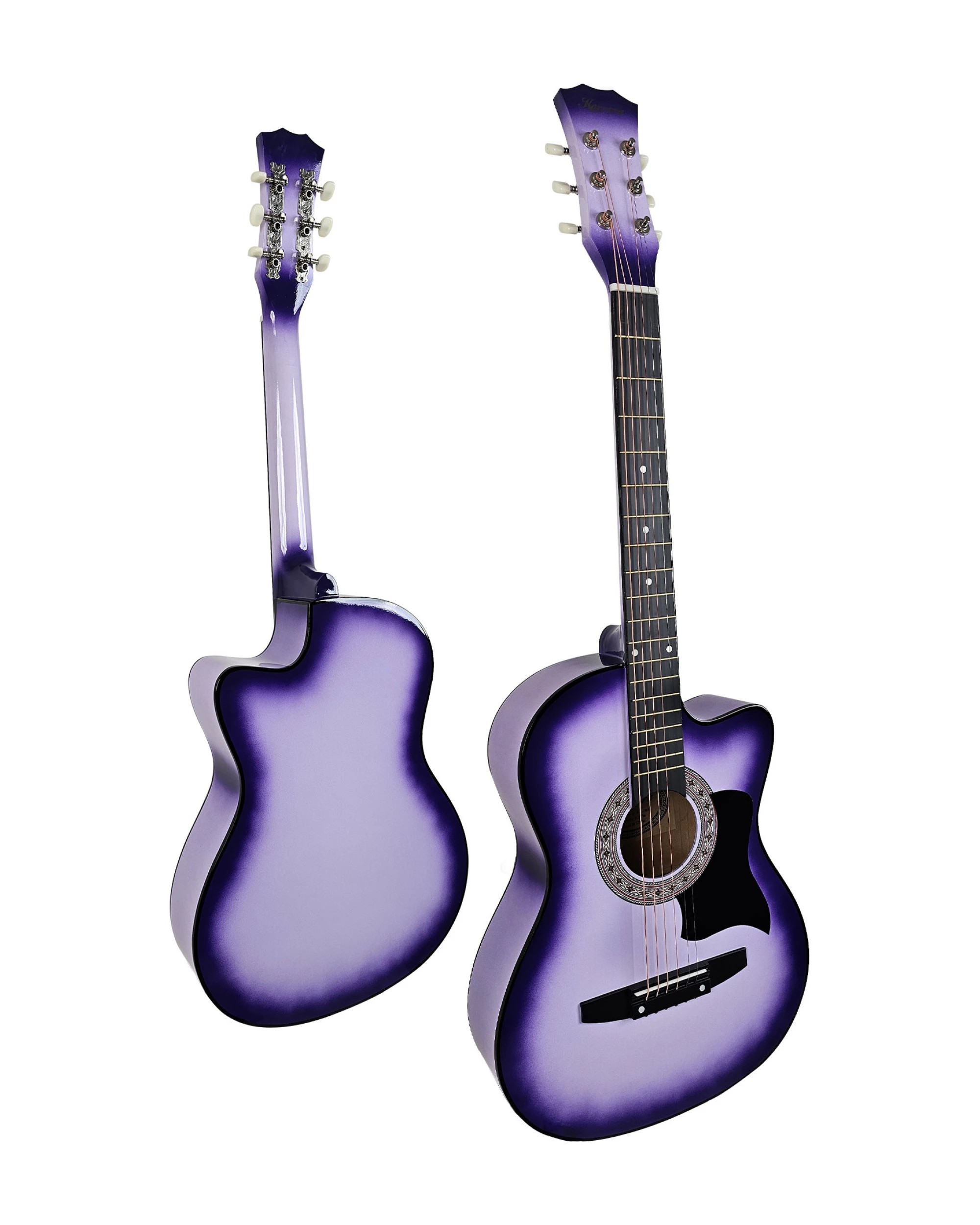 3 Karrera 38in Cutaway Acoustic Guitar with Guitar Bag in Purple Burst - Purple, 3 of 10