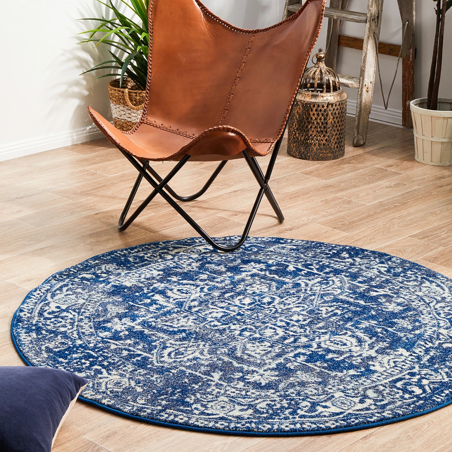 2 Common Ground Rugs Encore 253 150x150cm Round - Small Pet Friendly Rug - Blue, 2 of 7