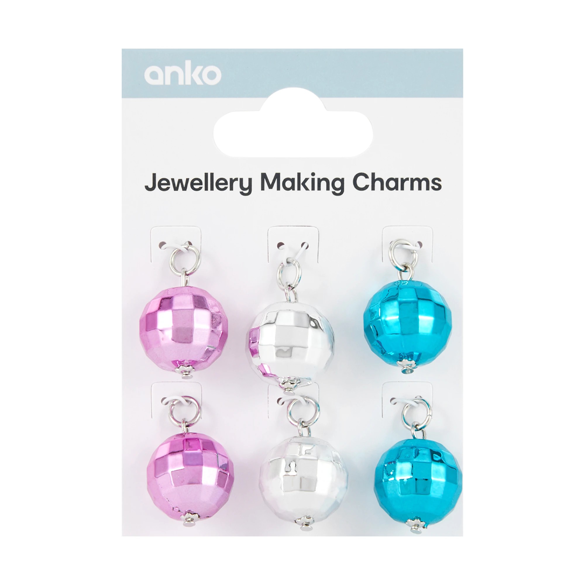 1 6 Piece Jewellery Making Charms - Disco Ball, 1 of 2