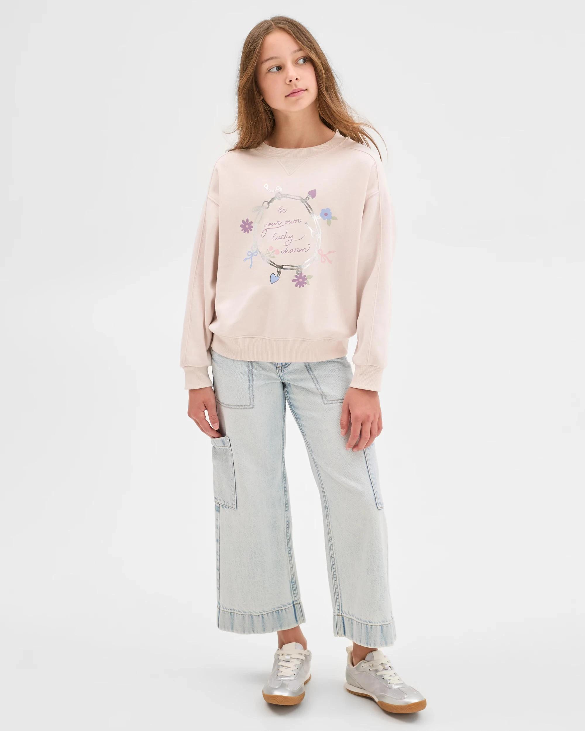 4 Target Kids Australian Cotton Blend Long Sleeve Fleece Top PASTEL PARCHMENT, 4 of 8