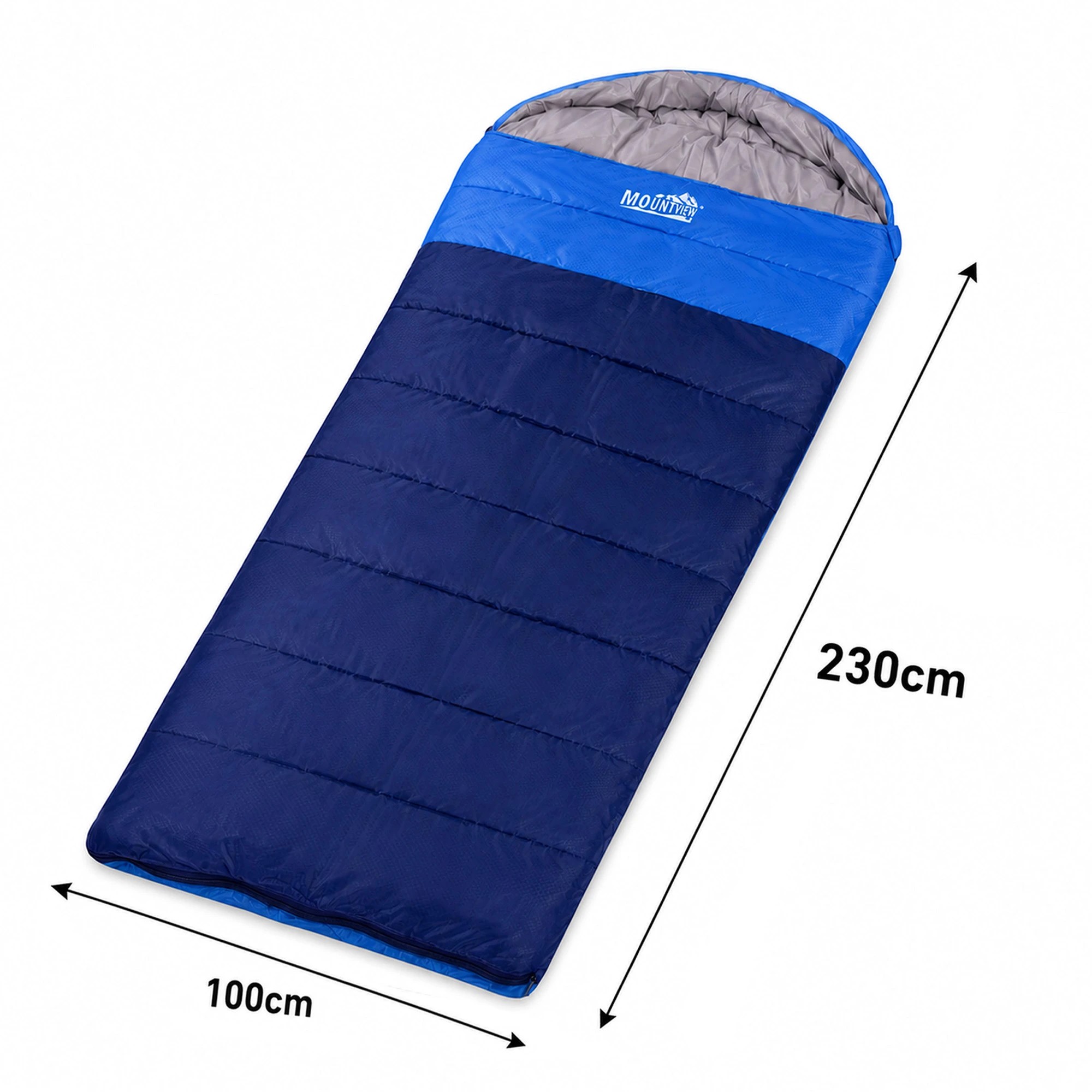 6 Mountview Sleeping Bag Extra Wide 230x100cm 3 Season Waterproof Hiking Blue, 6 of 8