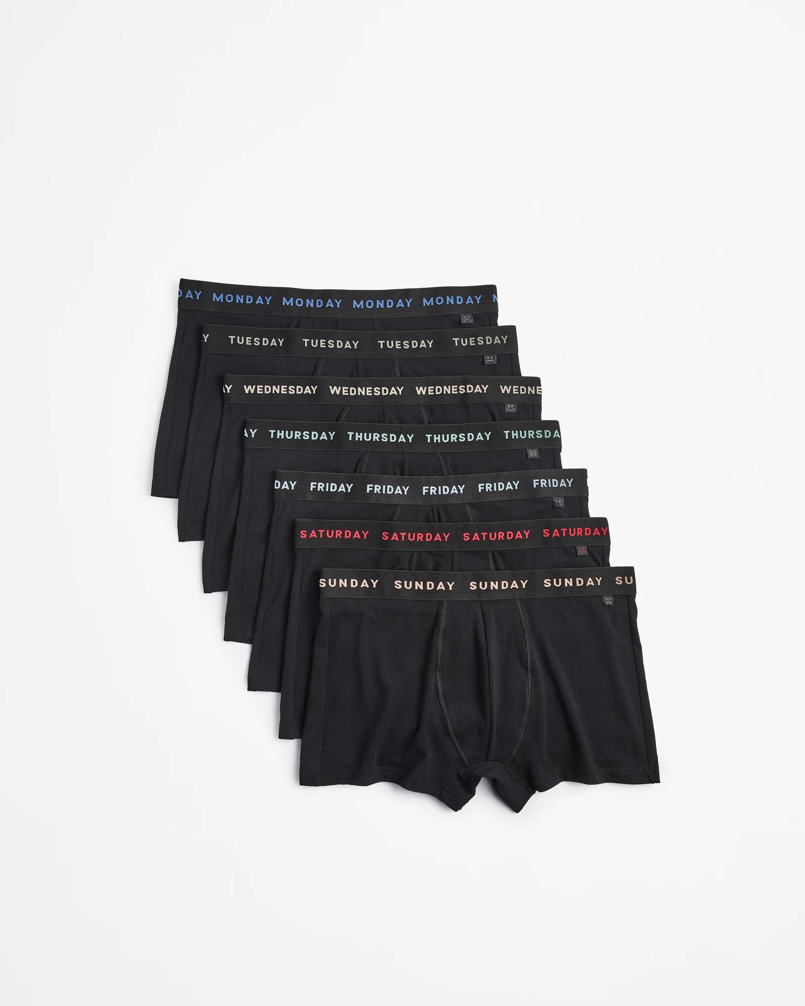 1 7 Pack Days Of The Week Hipster Trunks - Maxx BLACK DOTW, 1 of 4