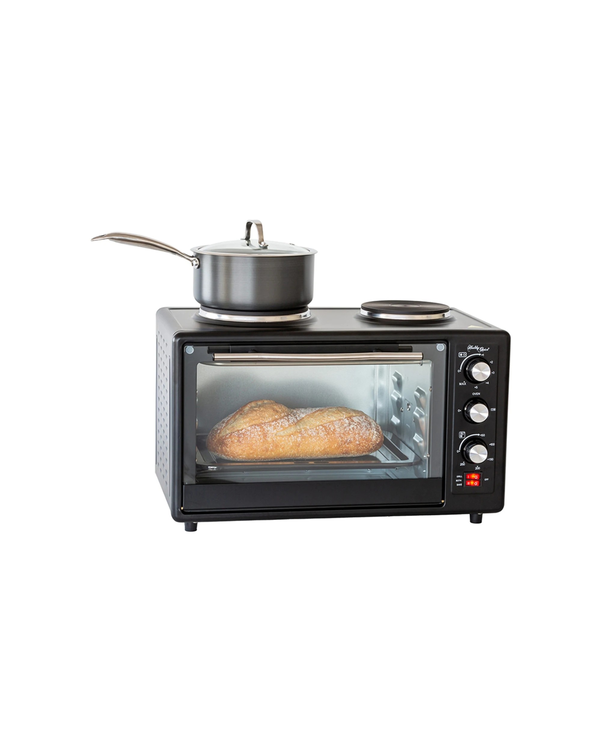 3 34l 1700w Portable Electric Rotisserie Grill/toaster Oven/dual Cooktop/hot Plate
 - Black, 3 of 7