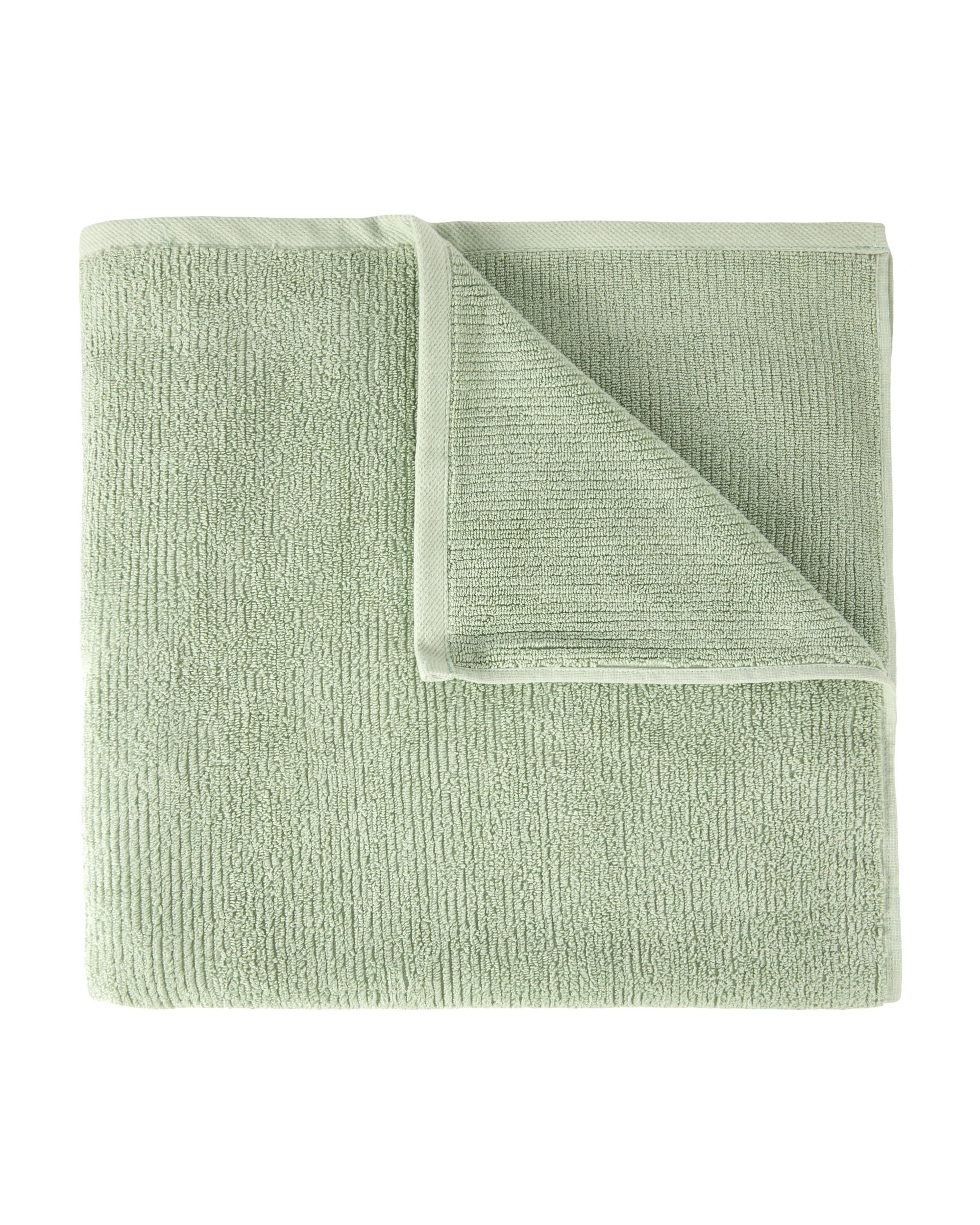 1 Ribbed Cotton Bath Sheet - Green, 1 of 5