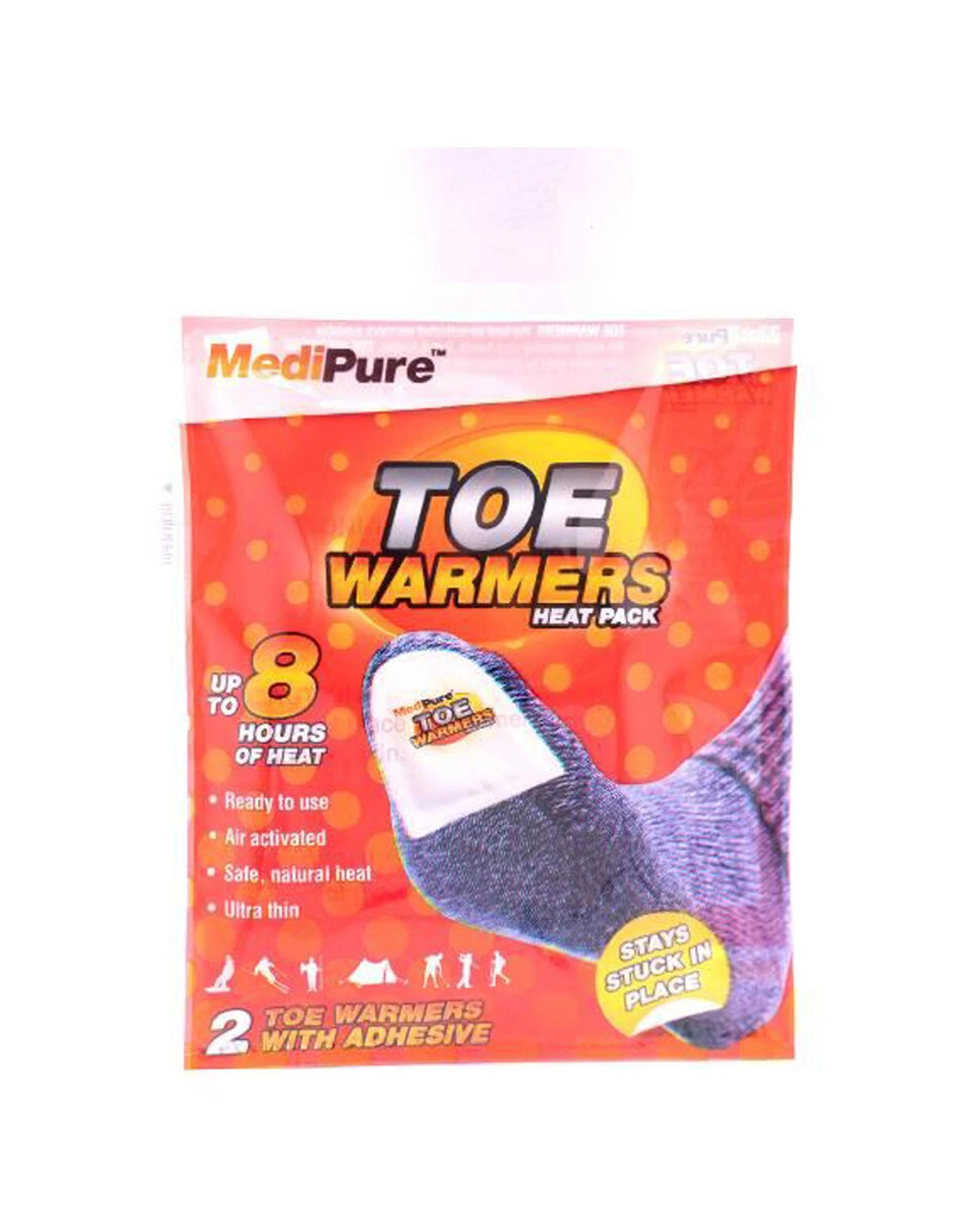 2 Medipure 24x 2pc Ultra Thin Toe Warmers Heat Pack Up To 8hrs Air Activated With Adhesive - Multi, 2 of 6