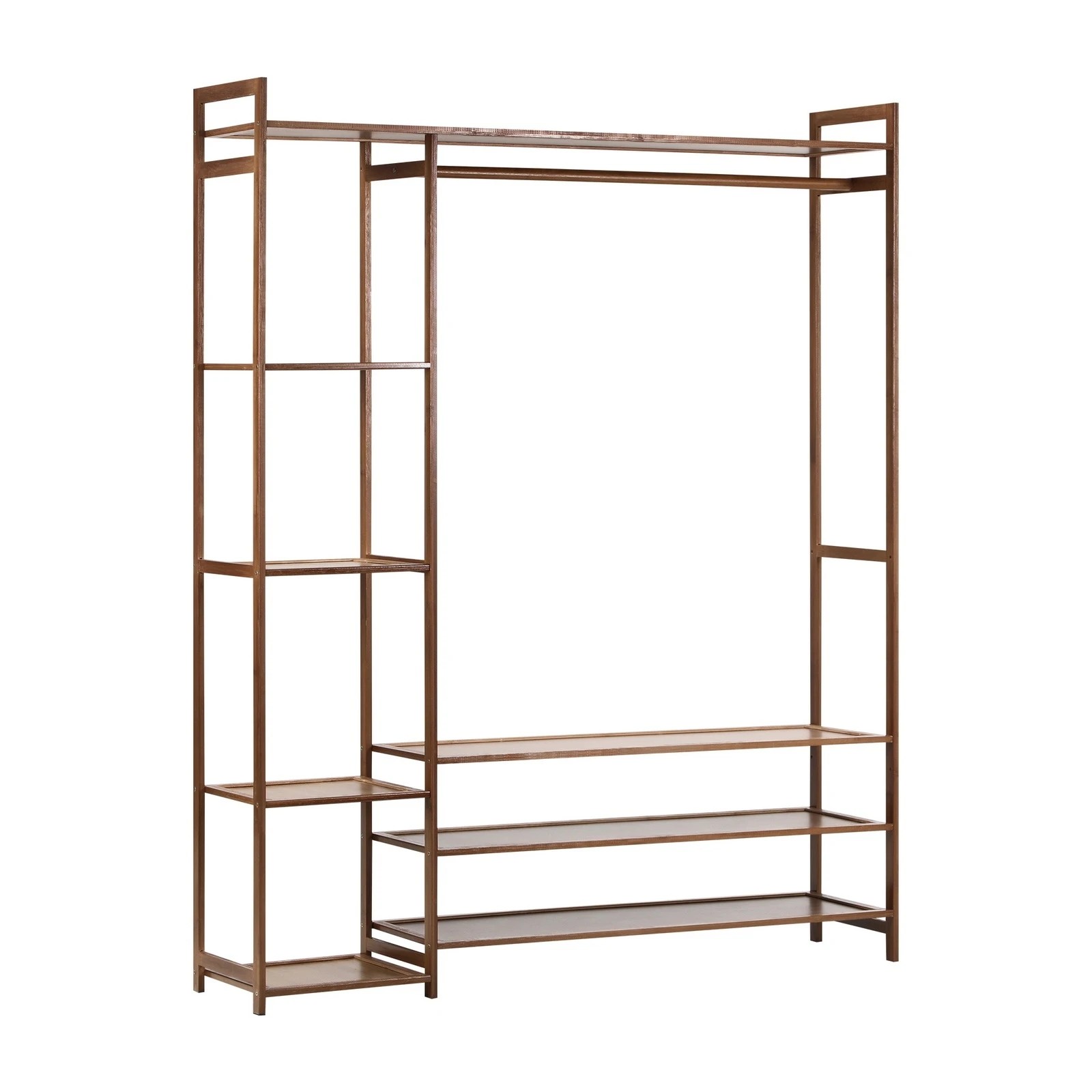 5 Oikiture Clothes Rack Open Wardrobe Garment Coat Hanging Rail Bamboo 8 Shelves
 - Natural, 5 of 10