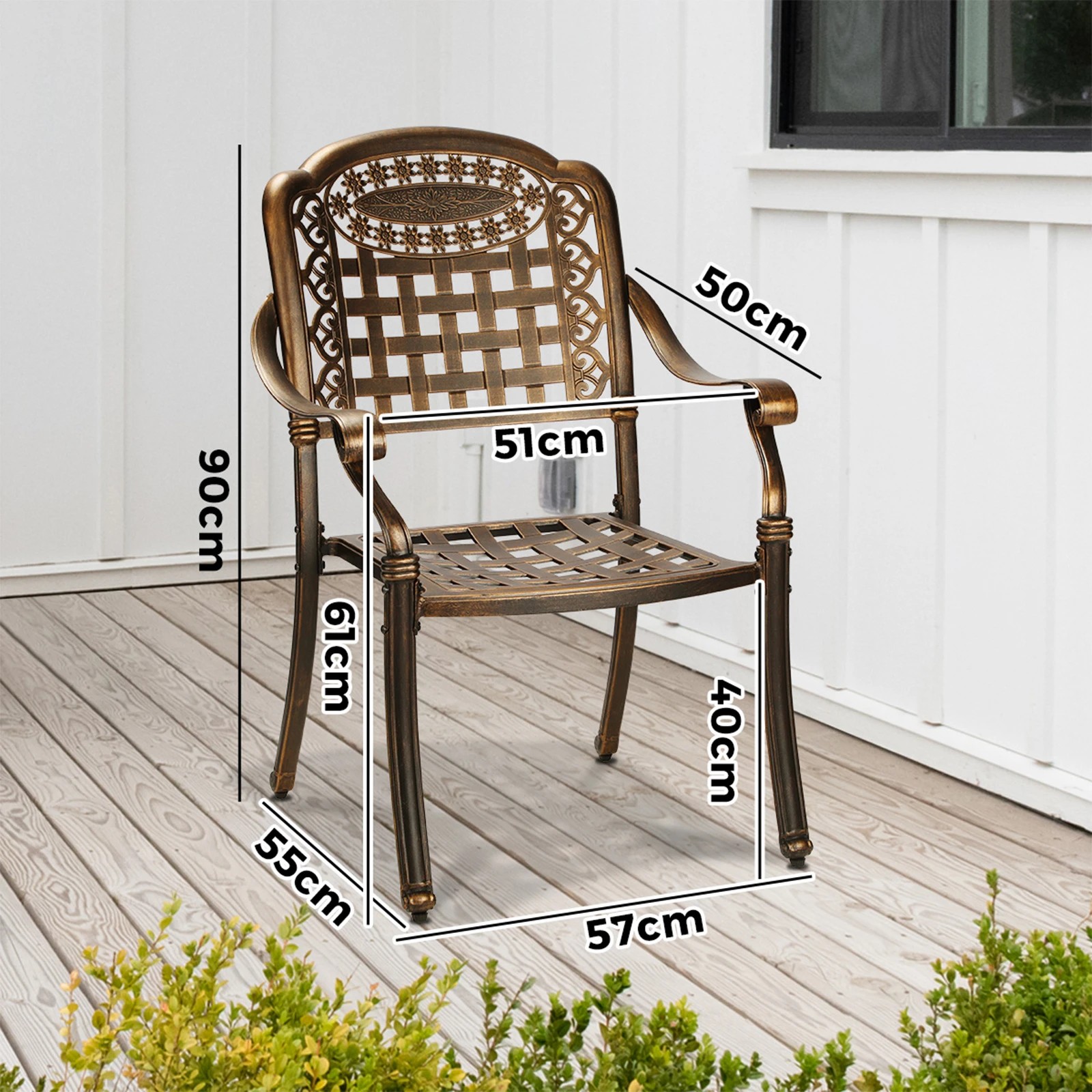3 Livsip Outdoor Furniture Dining Chairs Cast Aluminium Garden Patio Chairs X2
 - Bronze, 3 of 10