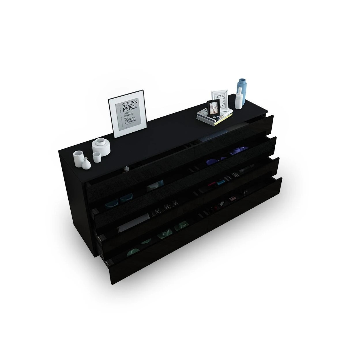 5 Ausway 8 Drawer Cabinet Chest of Drawers Storage High Gloss, 5 of 6