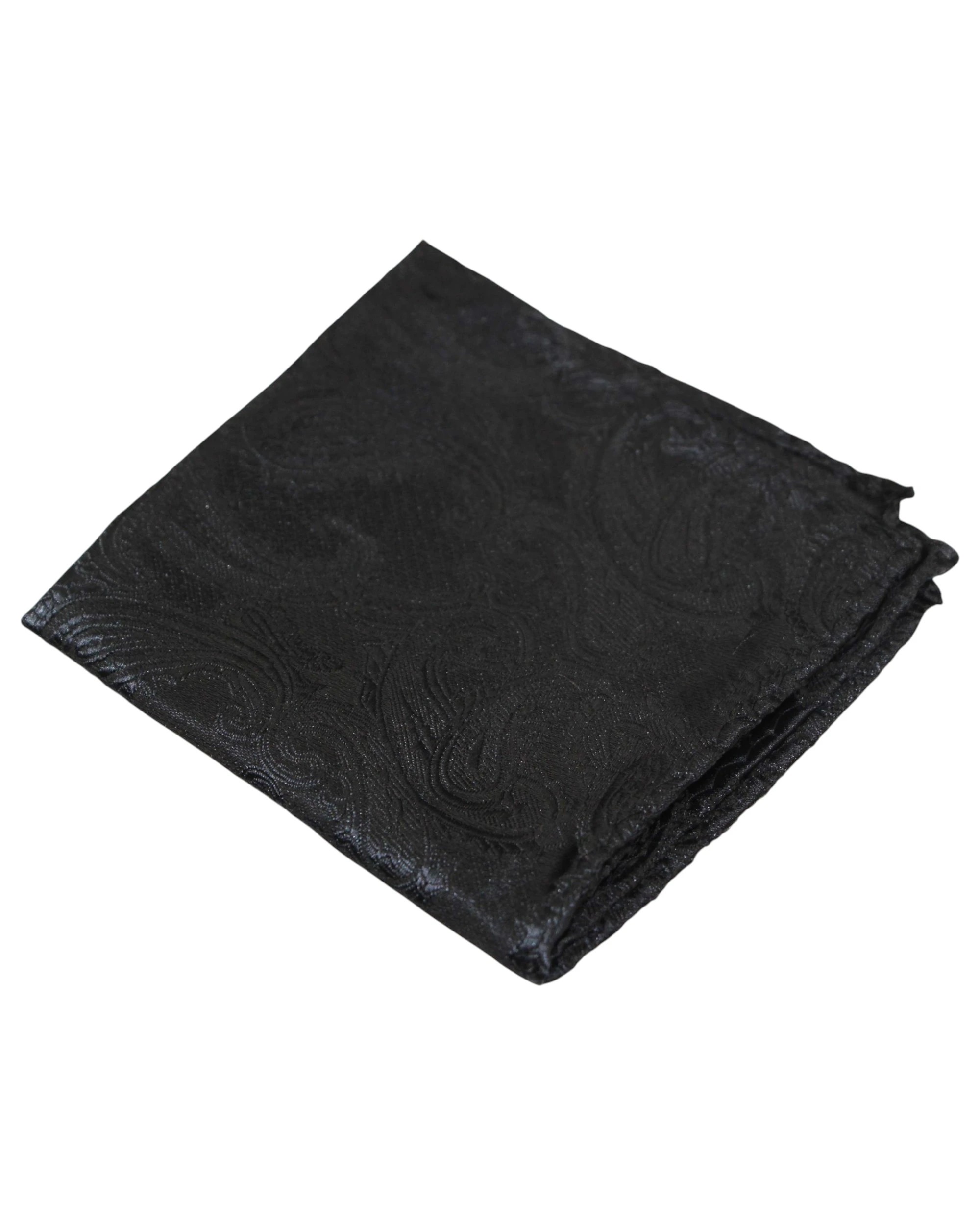 2 Zasel Mens Black Paisley Pocket Square - Black, 2 of 3