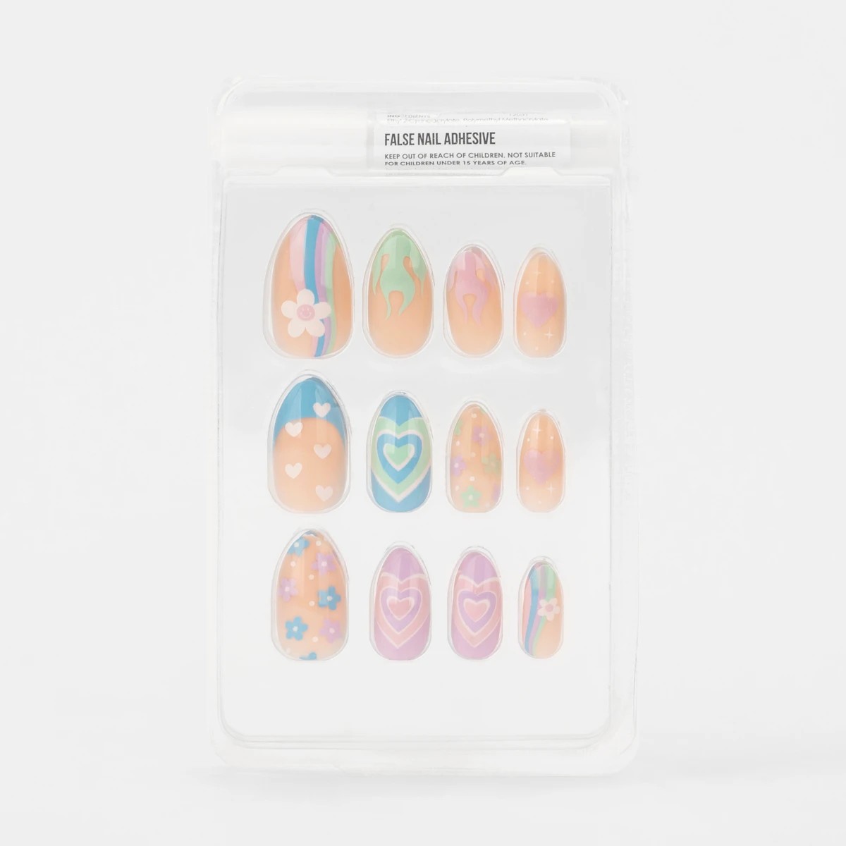 3 OXX Cosmetics 24 Pack False Nails with Adhesive - Almond Shape, Y2K Motifs, 3 of 5