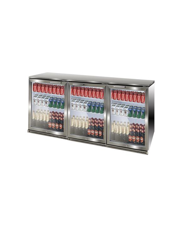 Airflo 330 L Commercial Undercounter Back Bar Fridge Bottle Chiller 3 Door - Silver