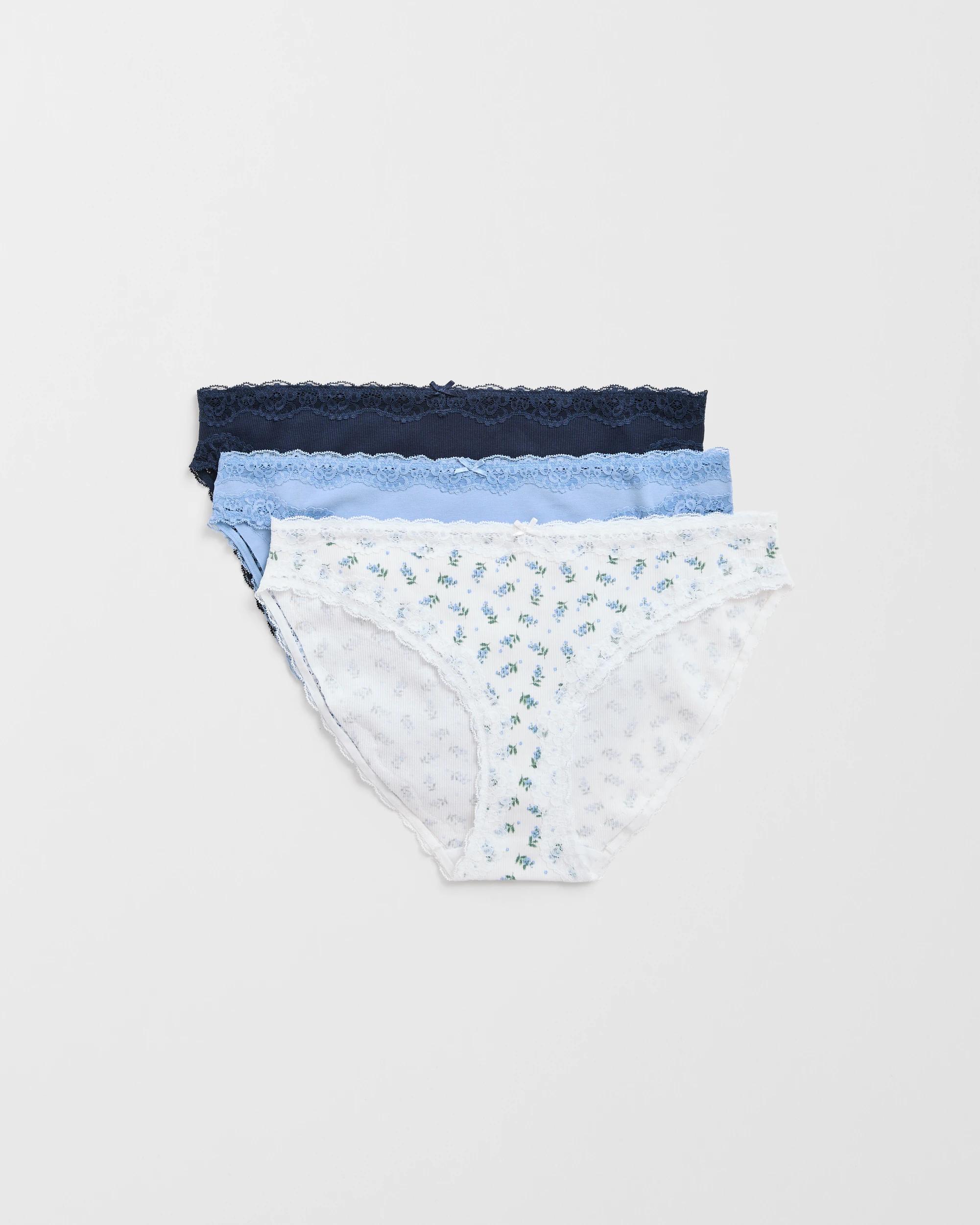 1 Target Woman Australian Cotton Blend 3 Pack Bikini Briefs BLUE DITSY/NAVY BLAZER/FOREVER BLUE, 1 of 4