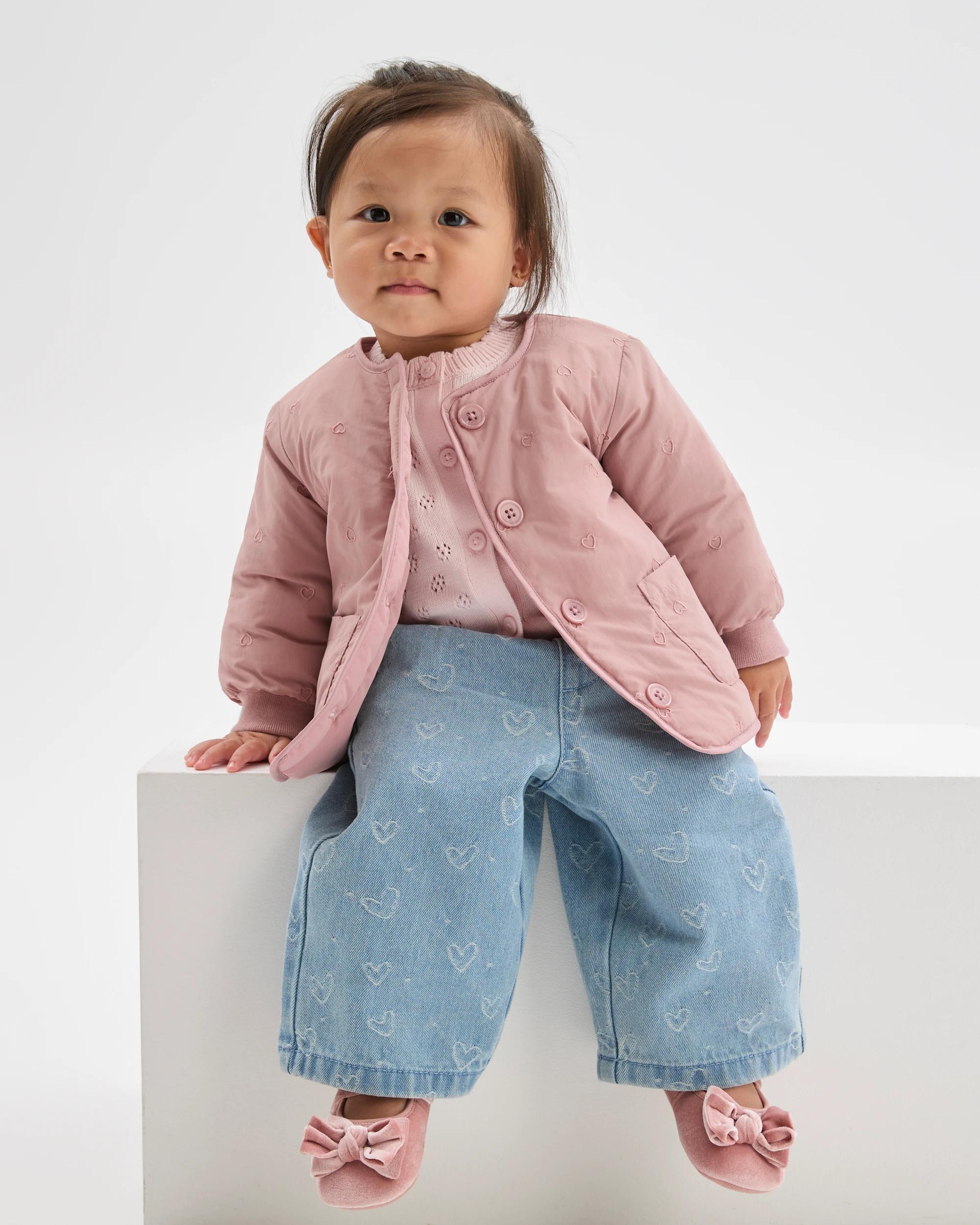 1 Target Baby Long Sleeve Embroidered Jacket DUSTY PINK, 1 of 6