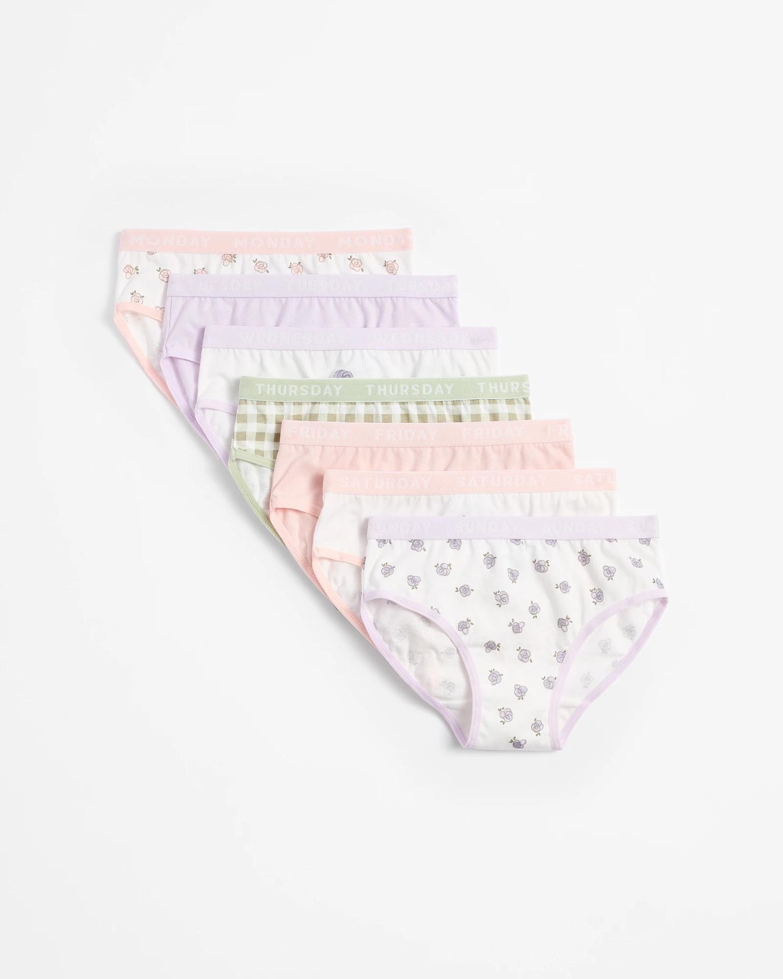 1 Younger Girls Underwear Briefs 7 Pack - Maxx GINGHAM CREAM, 1 of 2