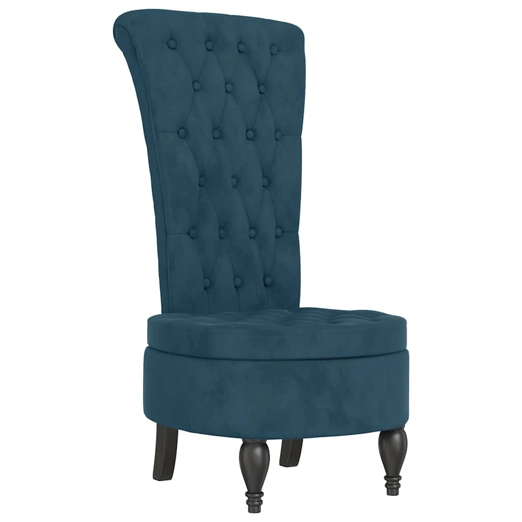 1 vidaXL High Back Chair Velvet Button Design - Blue, 1 of 6