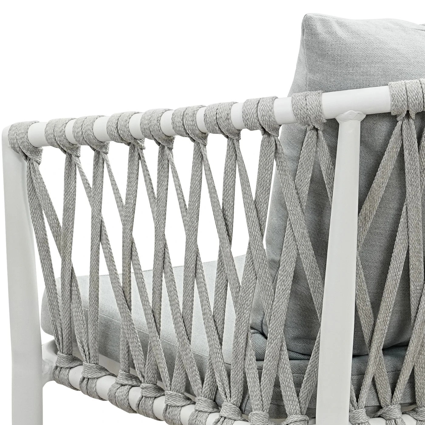 5 Moda Living Mornington White Aluminium Outdoor Dining Chairs with Arms - Light Grey Cushion (Set of 4) - White, 5 of 9