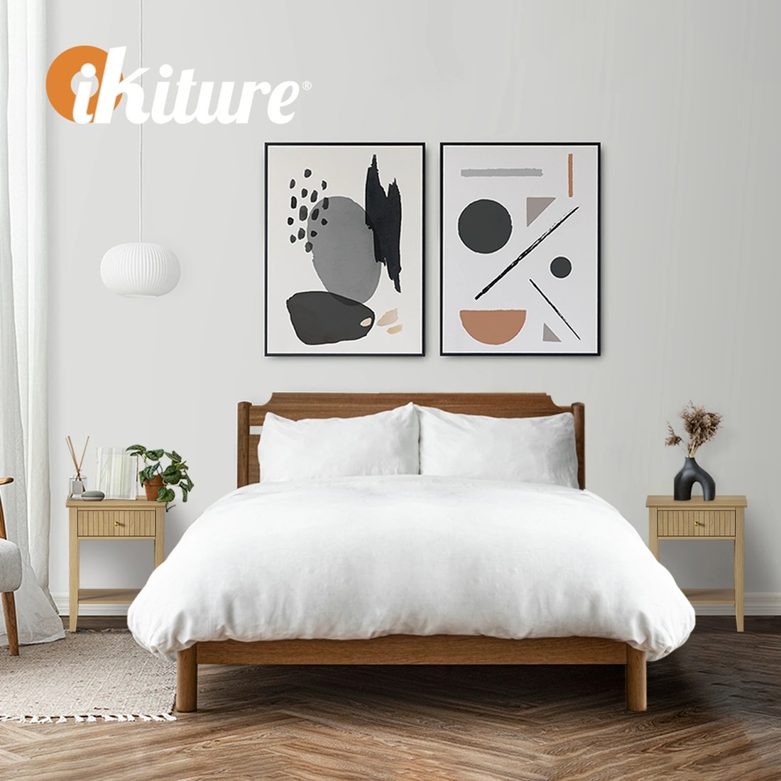 5 Oikiture Bedside Table With Drawer Side End Table Open Shelf Nightstand
 - Natural, 5 of 10